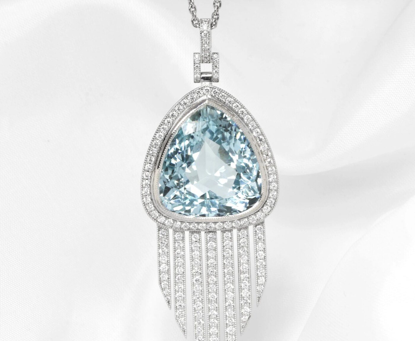 Aquamarine and Diamond Fringe Pendant
