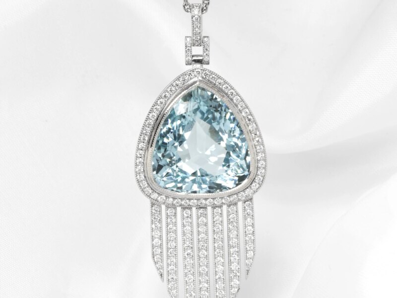 Aquamarine and Diamond Fringe Pendant