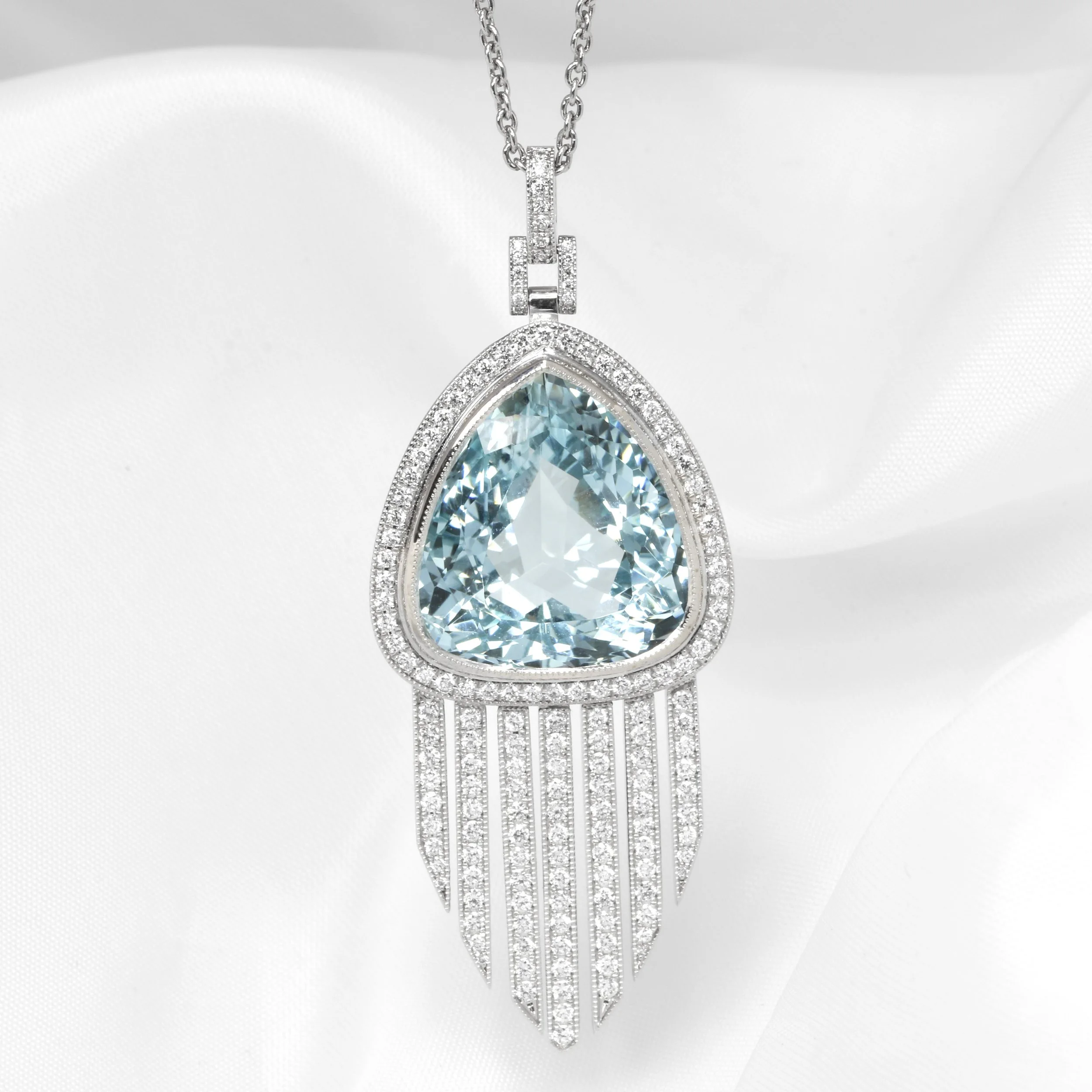 Aquamarine and Diamond Fringe Pendant
