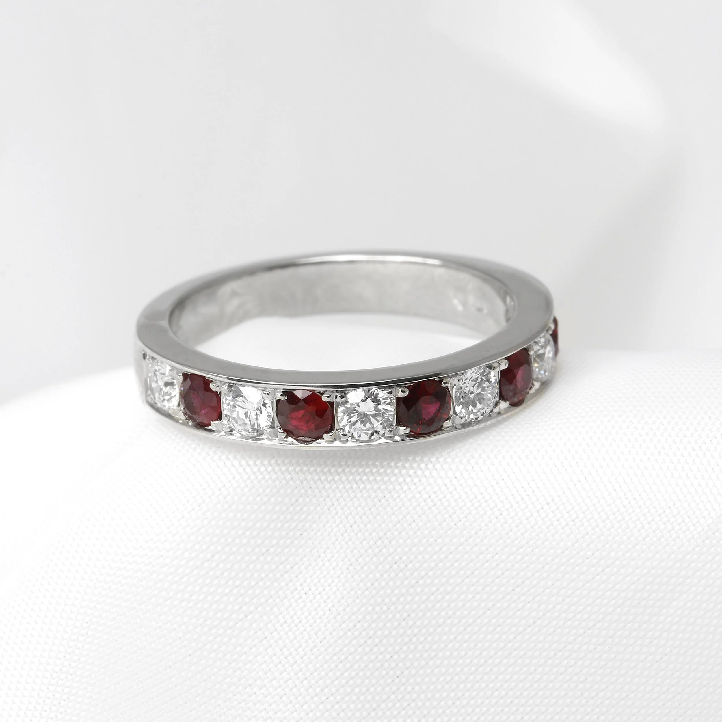 Ruby and Diamond Eternity Ring in Platinum