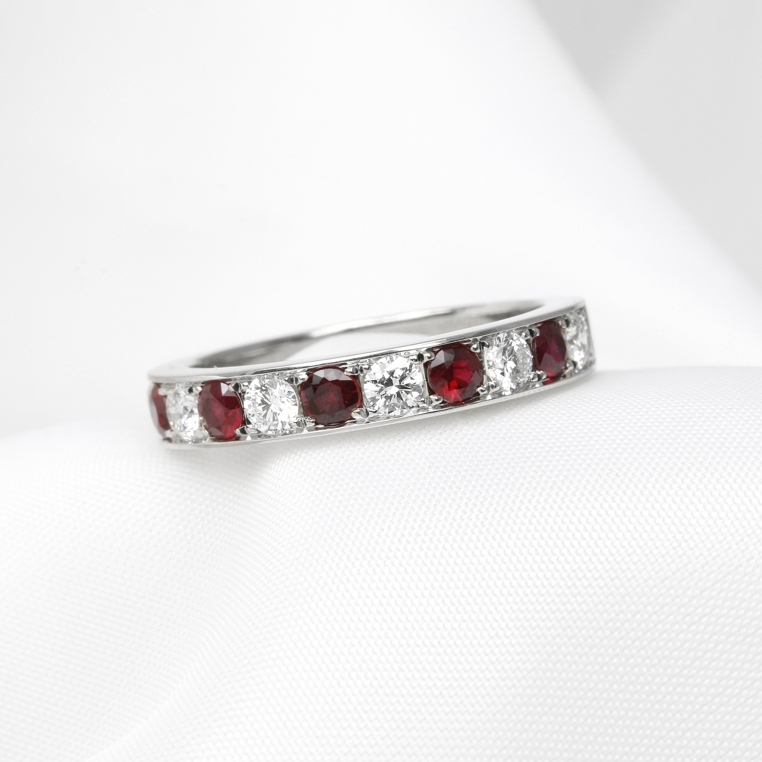 Ruby and Diamond Eternity Ring in Platinum