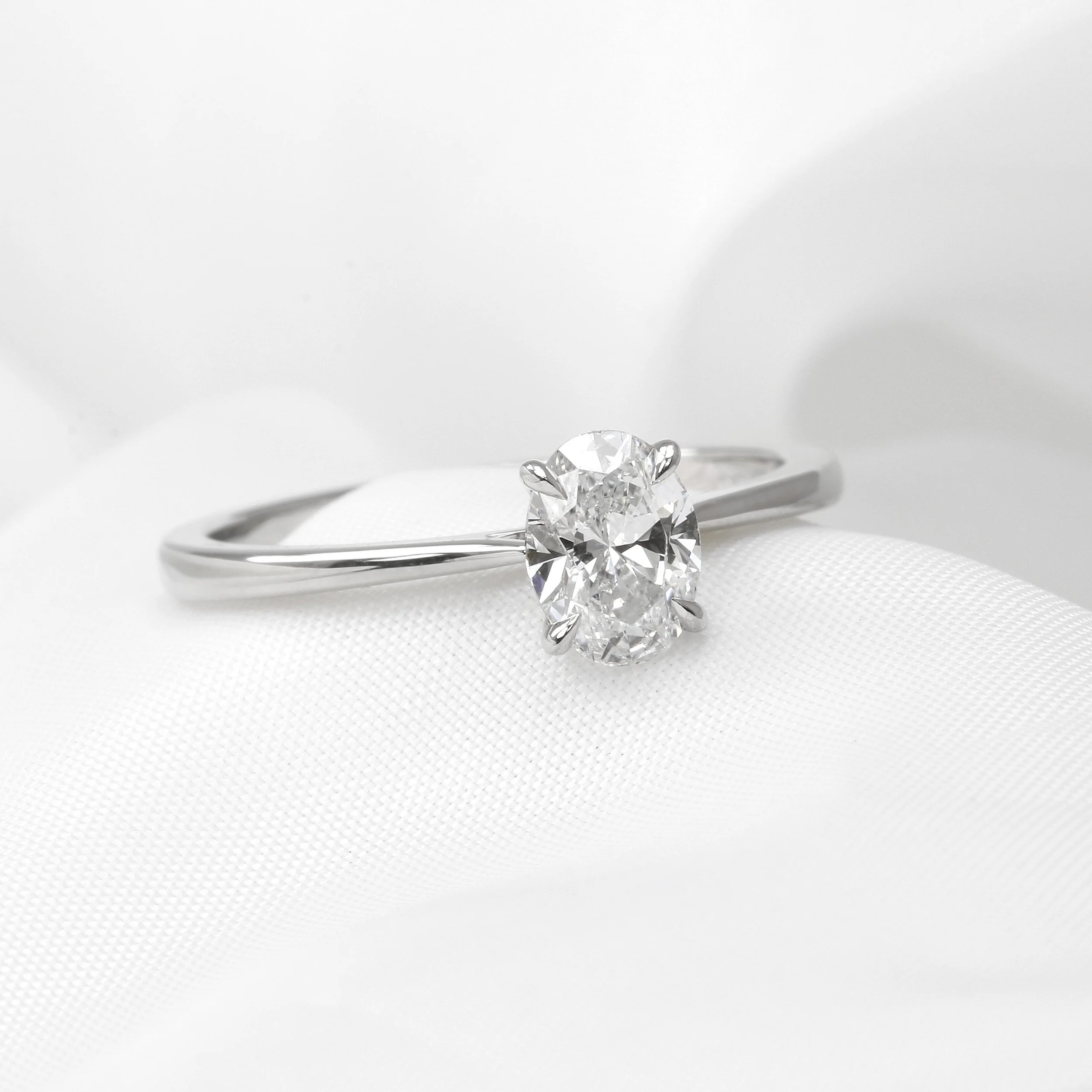 Oval Diamond Solitaire Ring in Platinum
