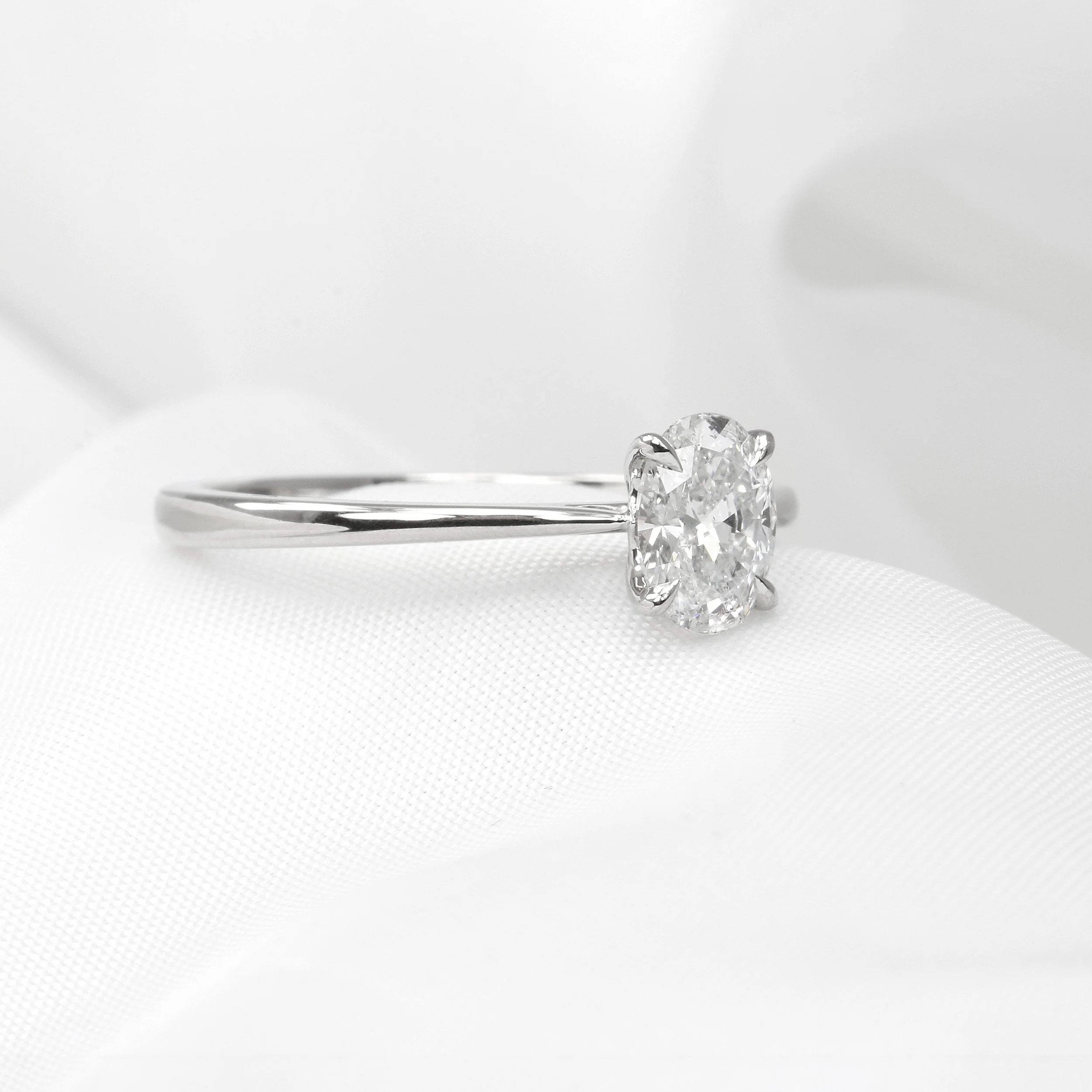 Oval Diamond Solitaire Ring in Platinum
