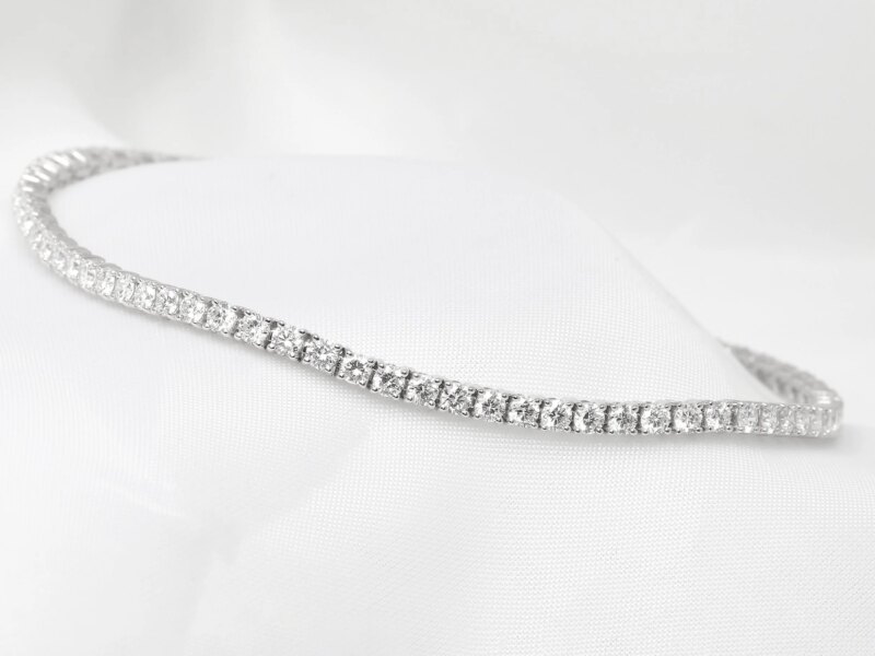 Lab Created Diamond Line Bracelet in White Gold 