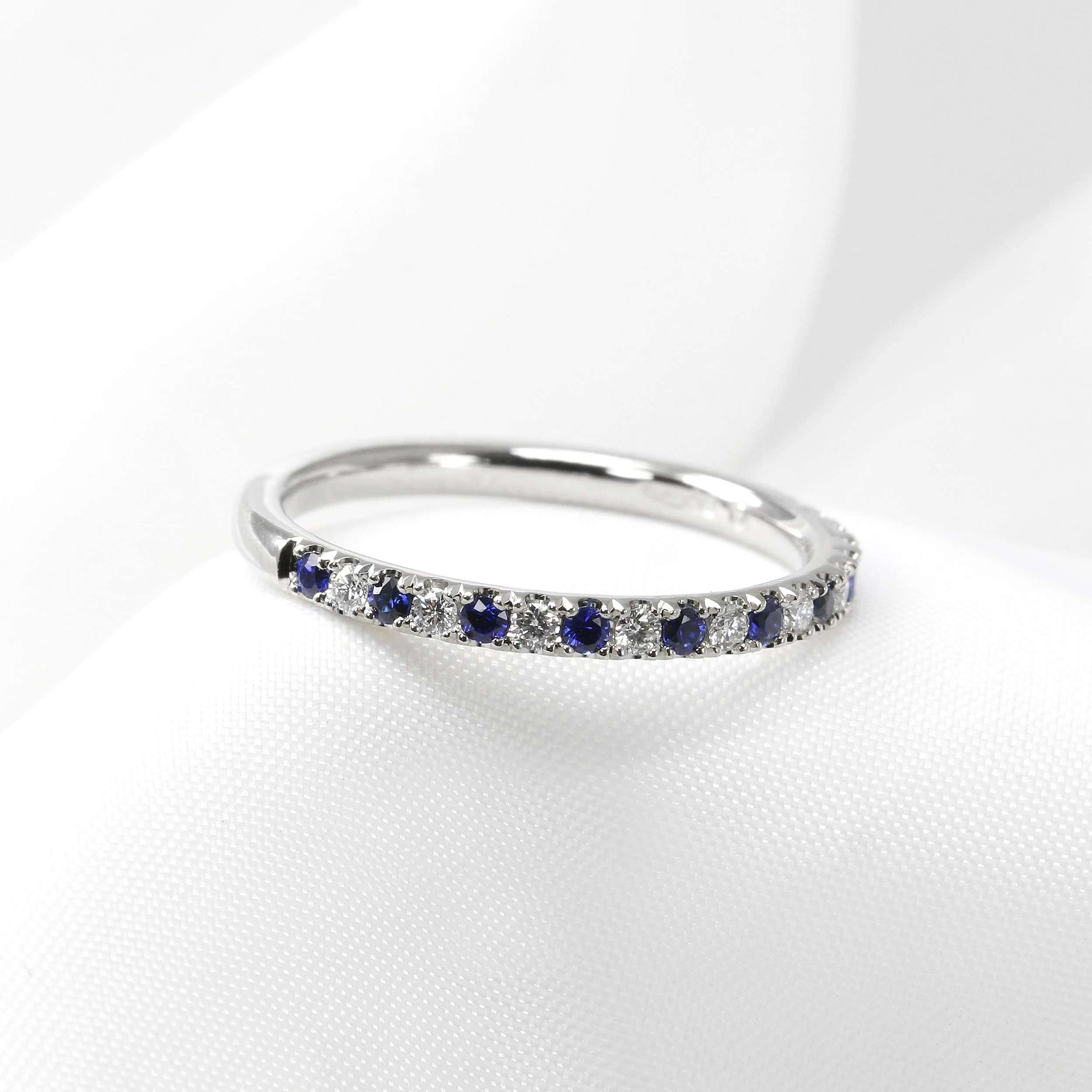 Sapphire and Diamond Eternity Ring in Platinum