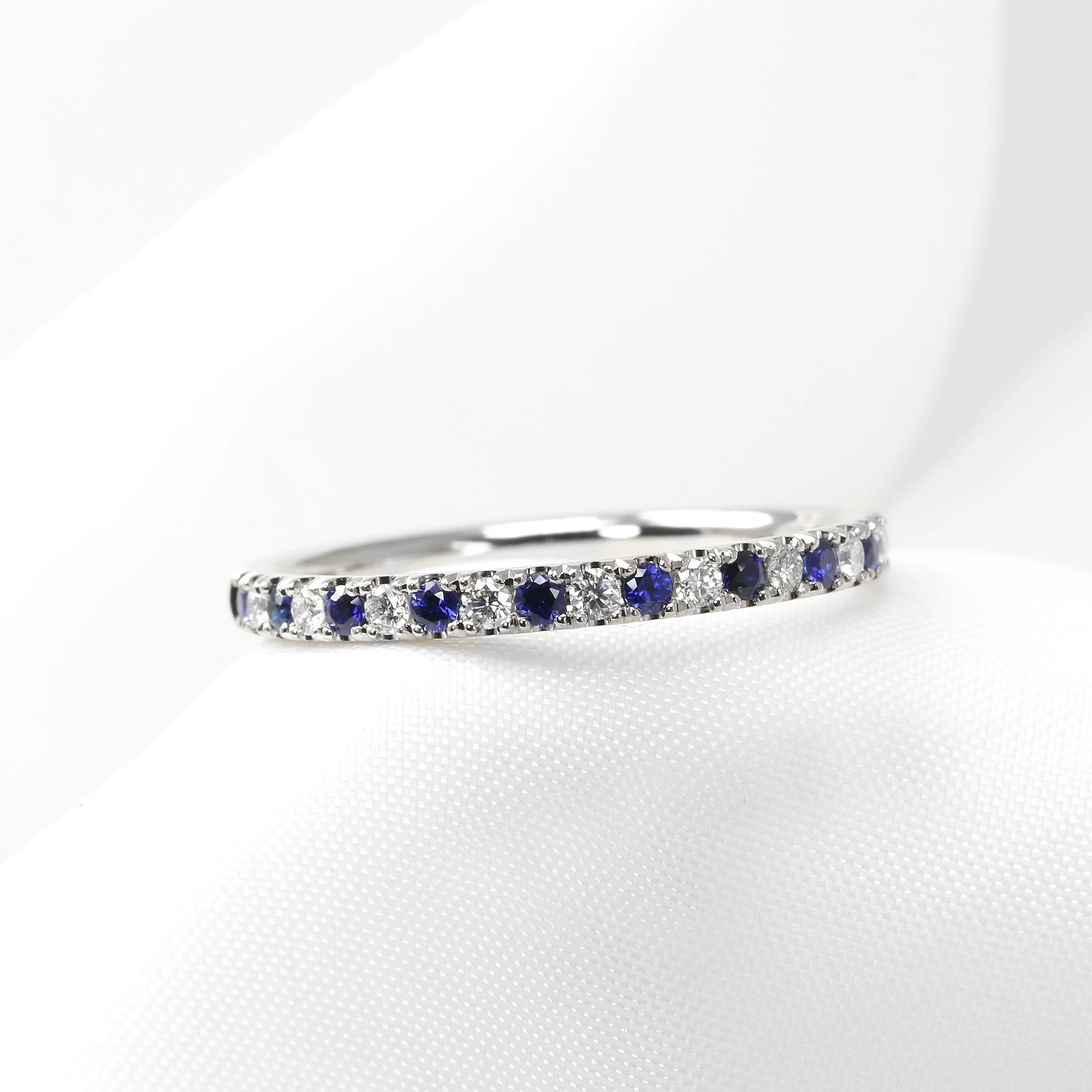 Sapphire and Diamond Eternity Ring in Platinum