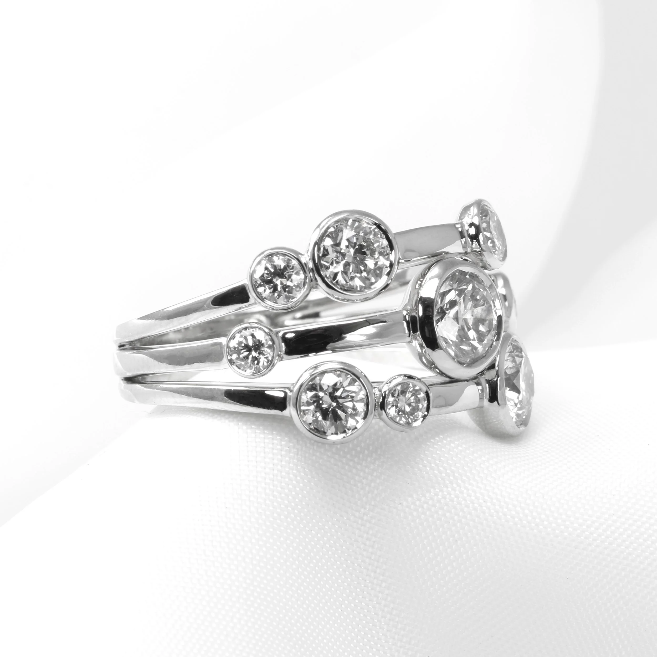 Multi-Band Diamond Ring in Platinum