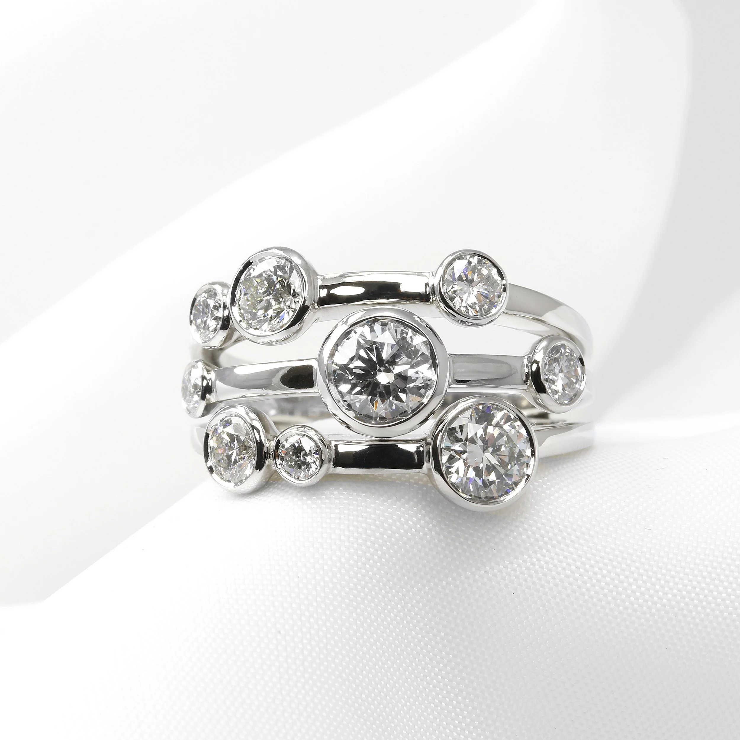 Multi-Band Diamond Ring in Platinum