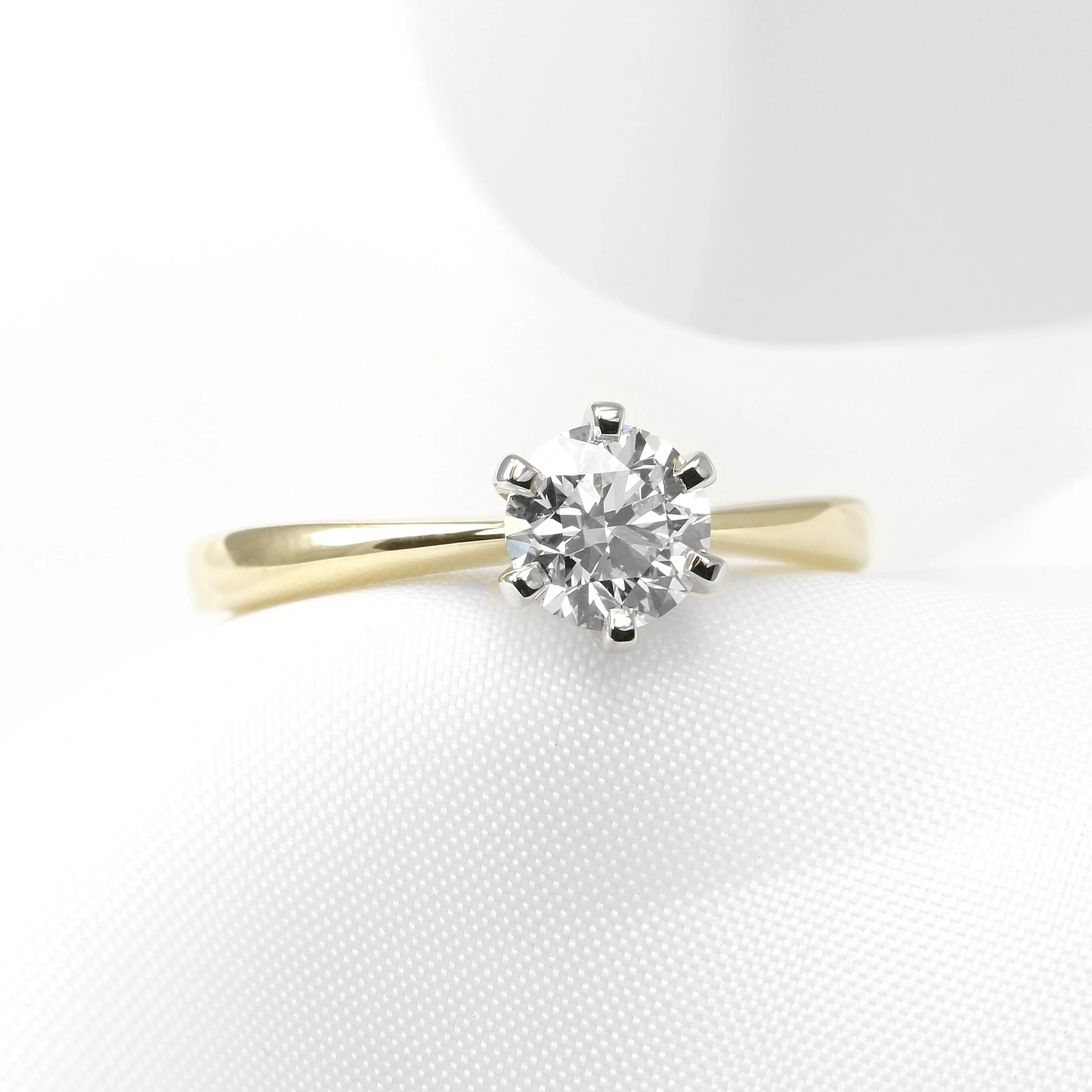 Diamond Solitaire Ring in Platinum and 18ct Yellow Gold