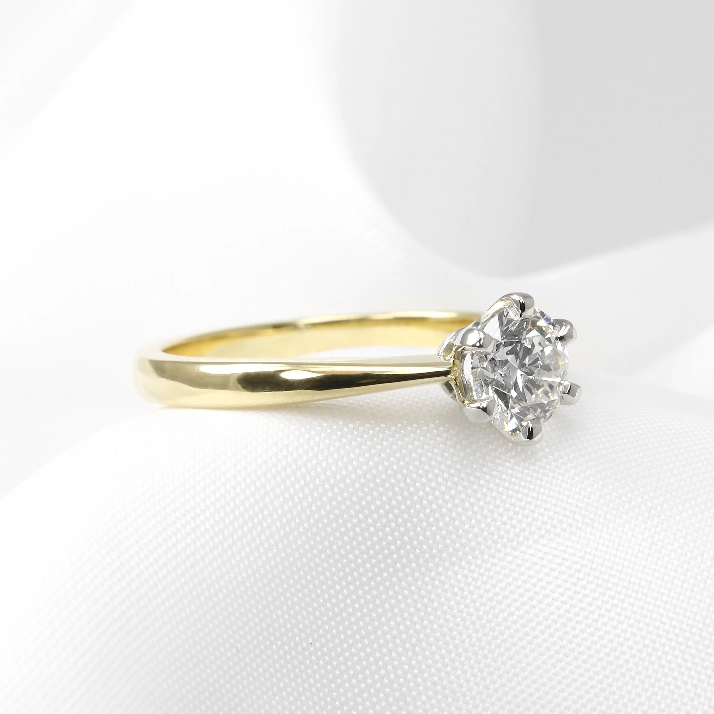 Diamond Solitaire Ring in Platinum and 18ct Yellow Gold