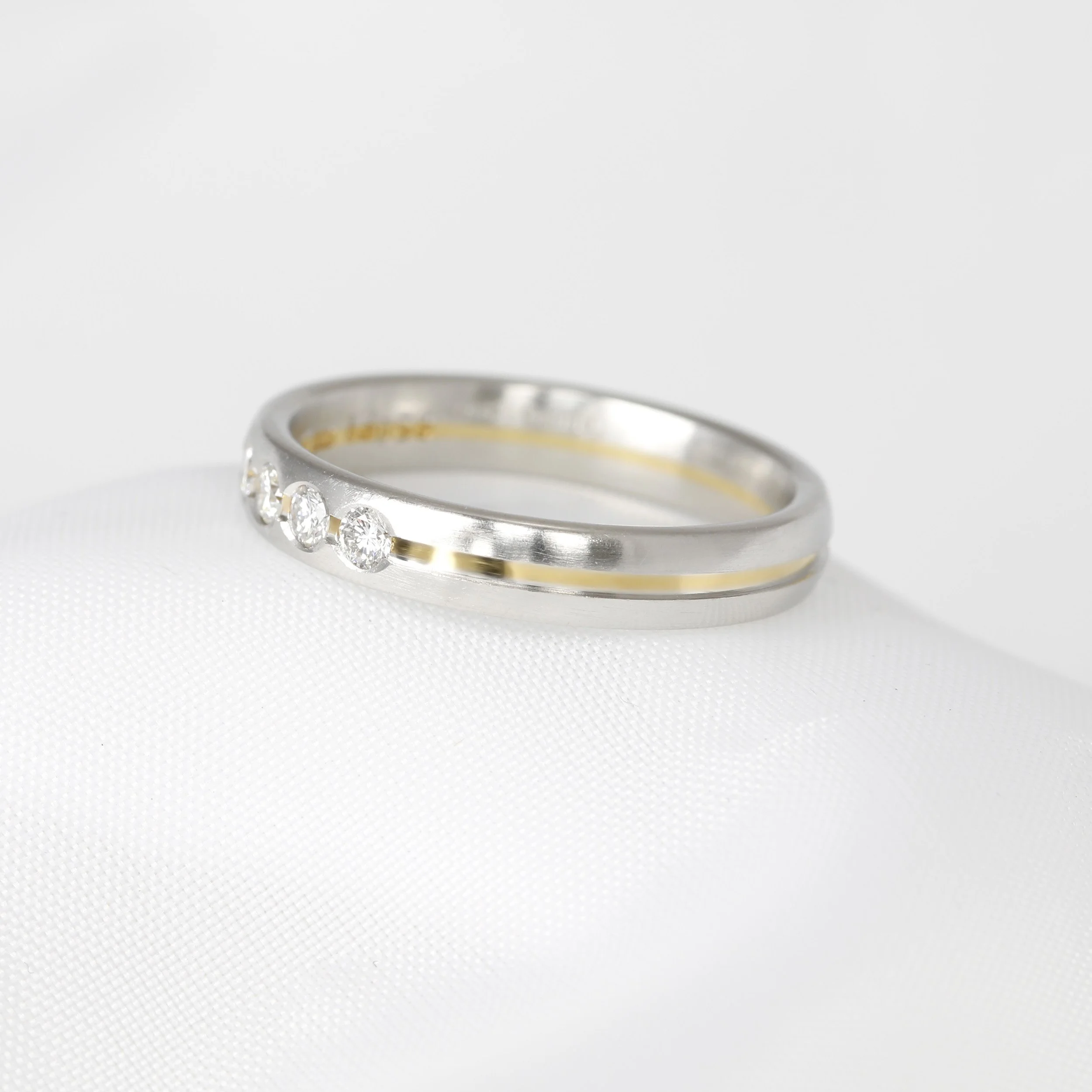 Bi-Colour Diamond Set Wedding Ring in Platinum & Yellow Gold