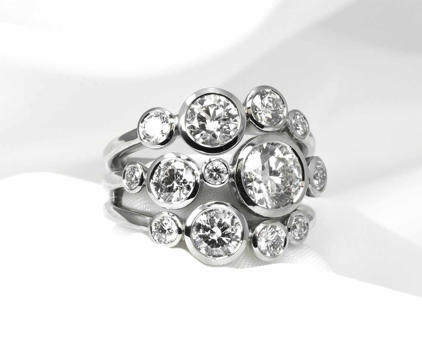 Diamond Multi-Band Ring in Platinum 