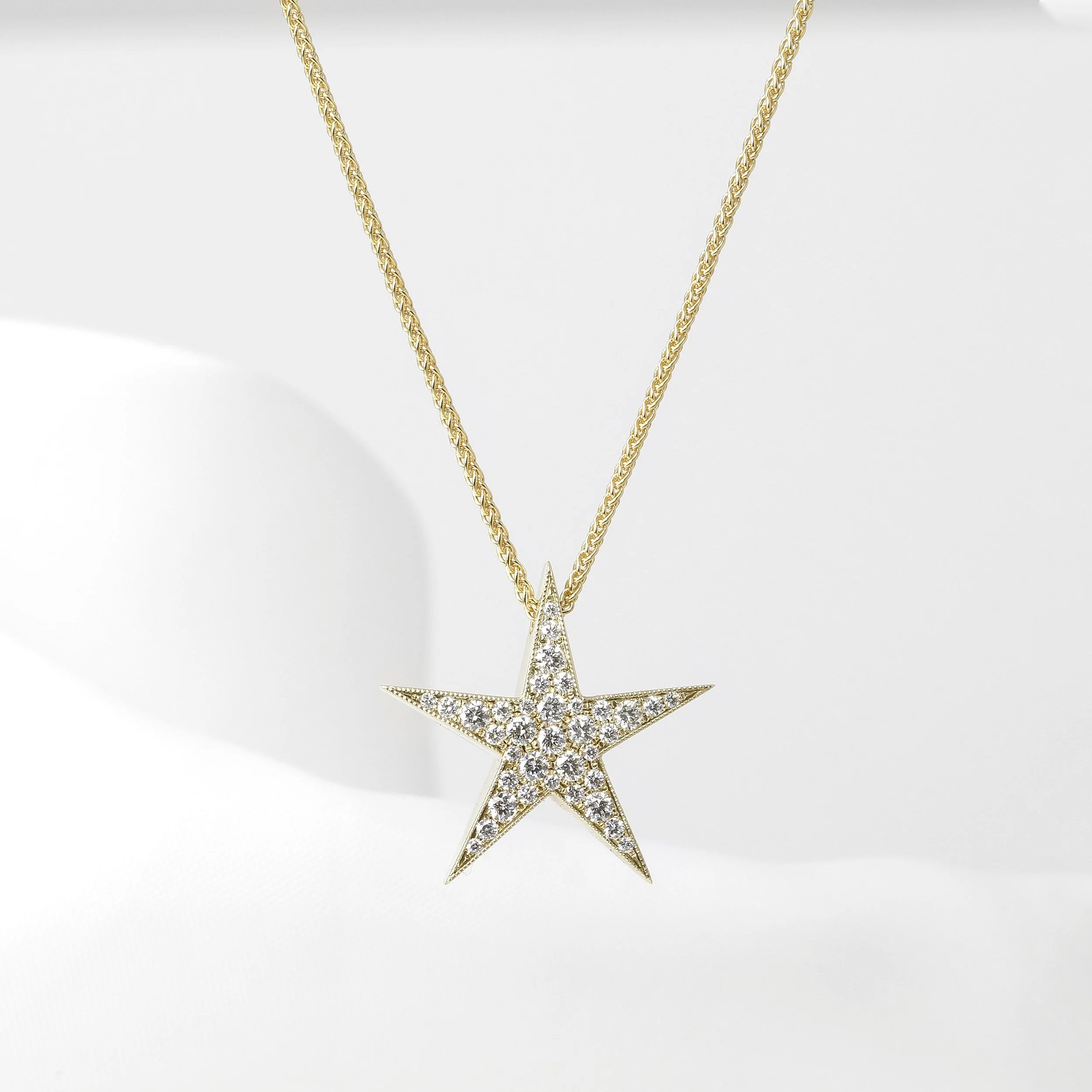 Medium Diamond Star Pendant in 9ct Yellow Gold