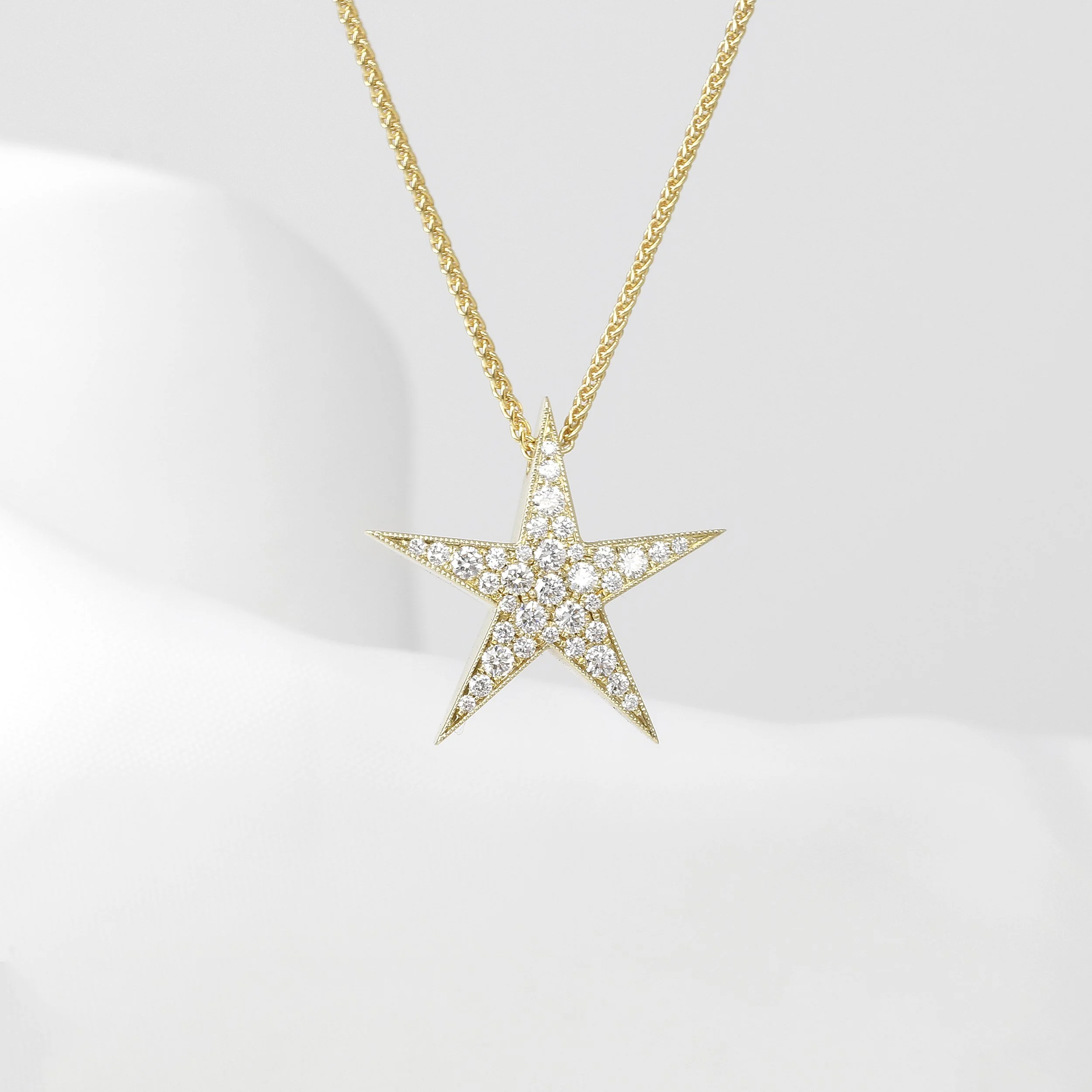 Medium Diamond Star Pendant in 9ct Yellow Gold
