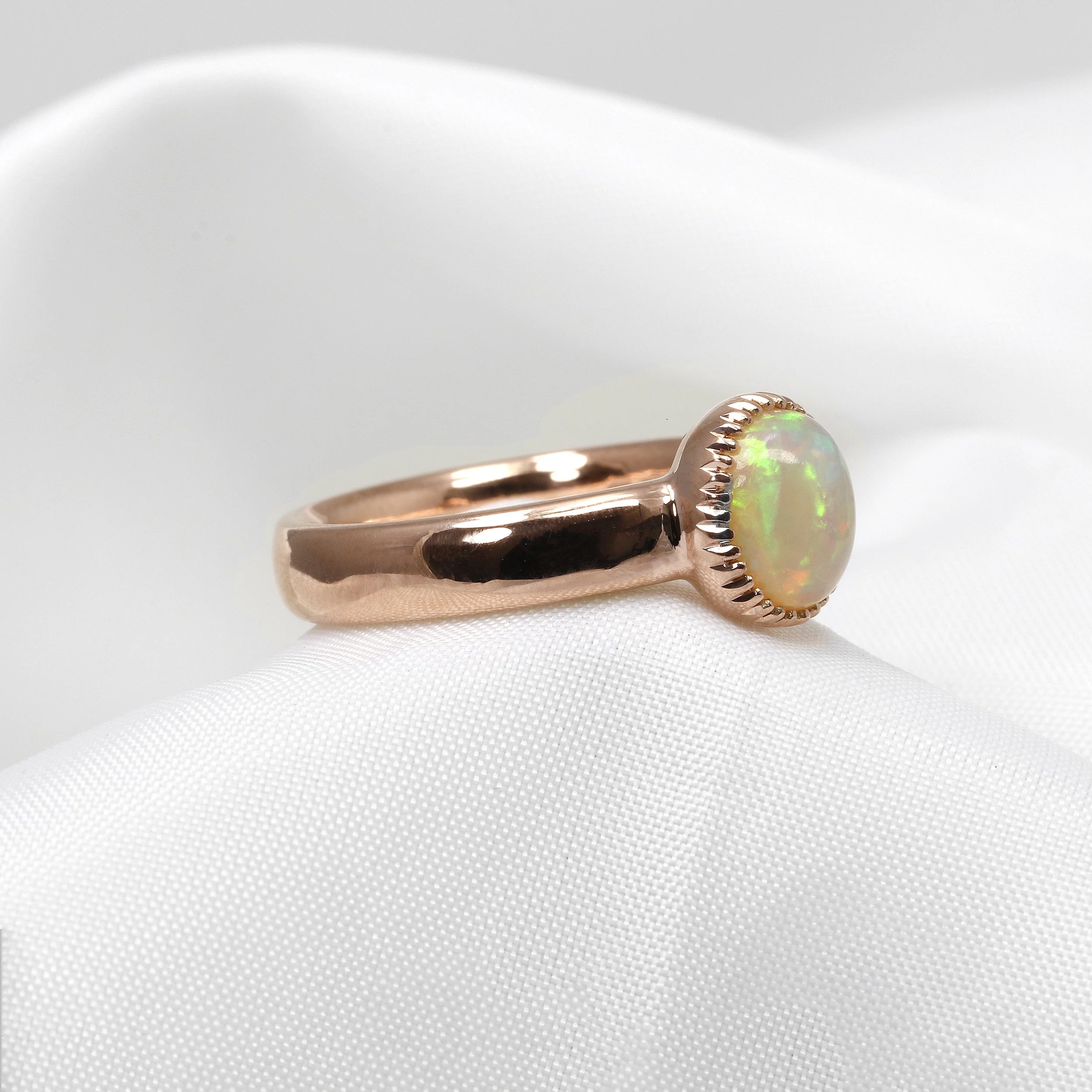 Wide Band Opal Ring in 9ct Rose Gold