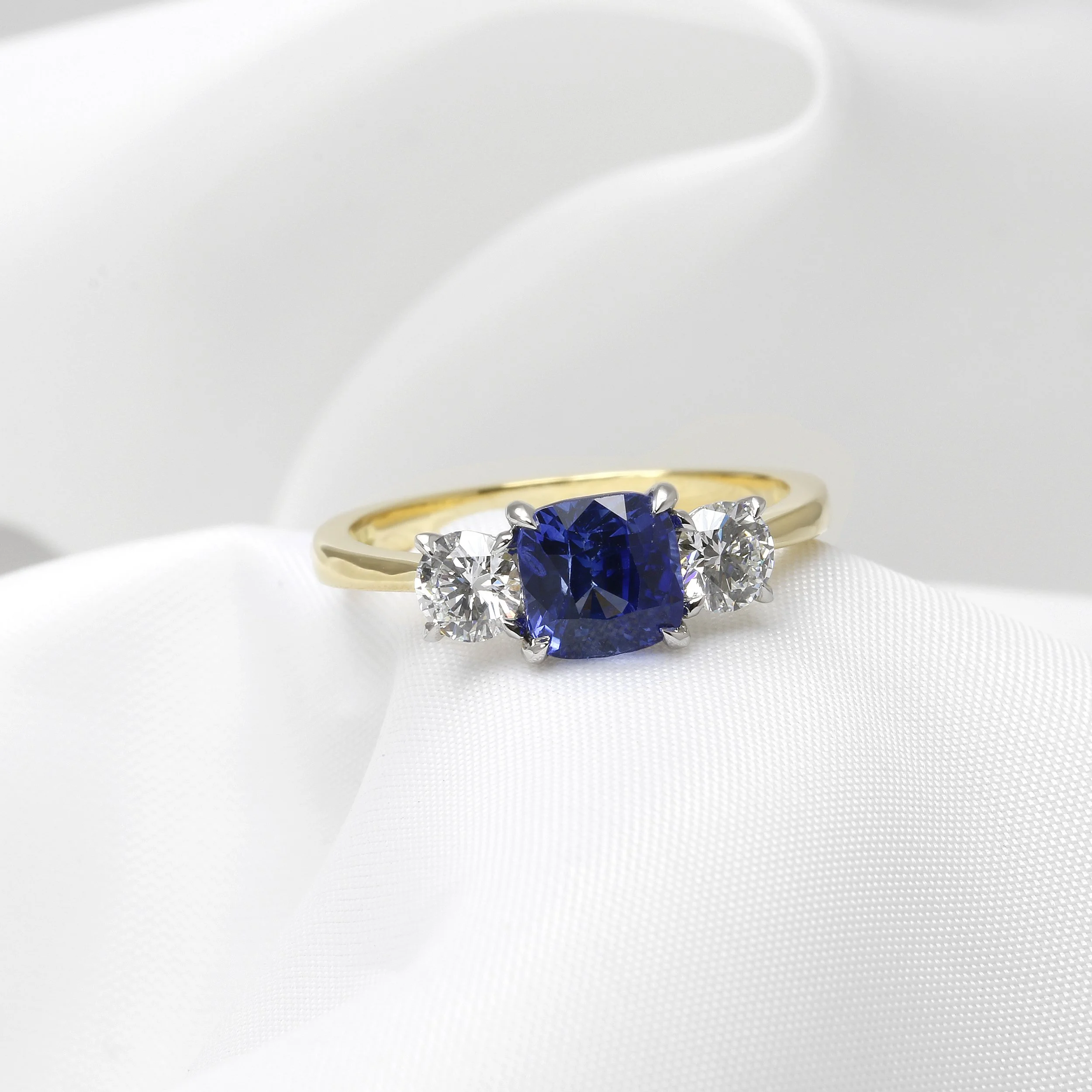 Sapphire and Diamond Ring in 18ct Yellow Gold and Platinum