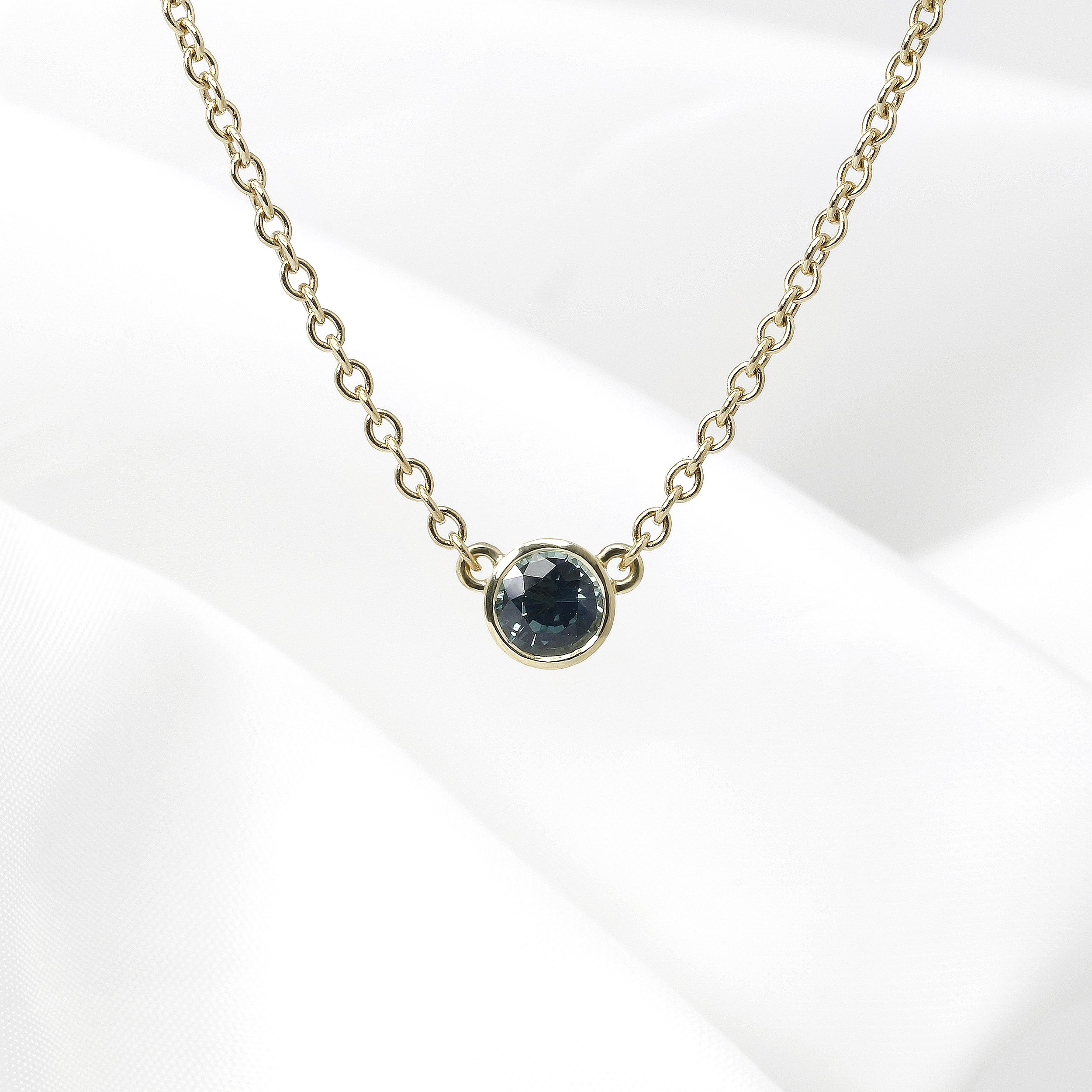 Rub over Set Teal Sapphire Pendant