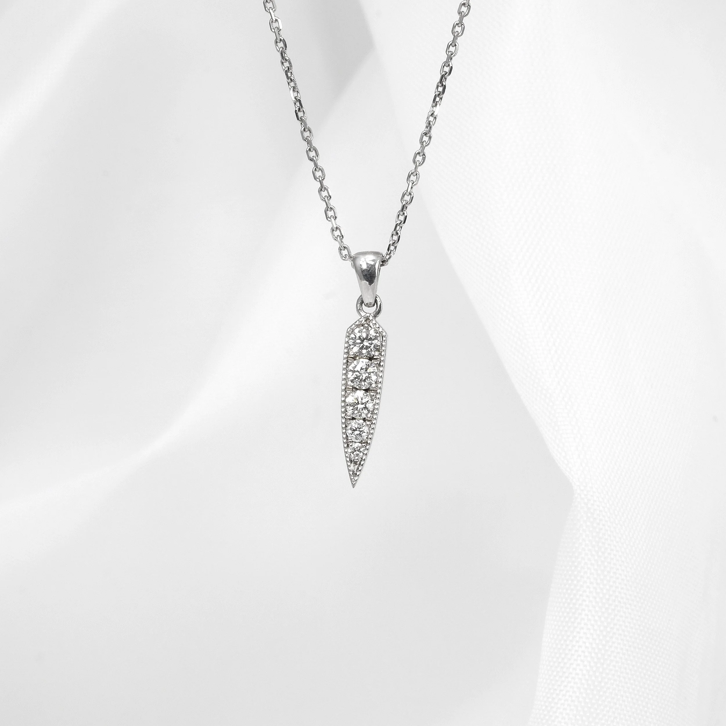 Diamond Set Drop Pendant in 9ct White Gold