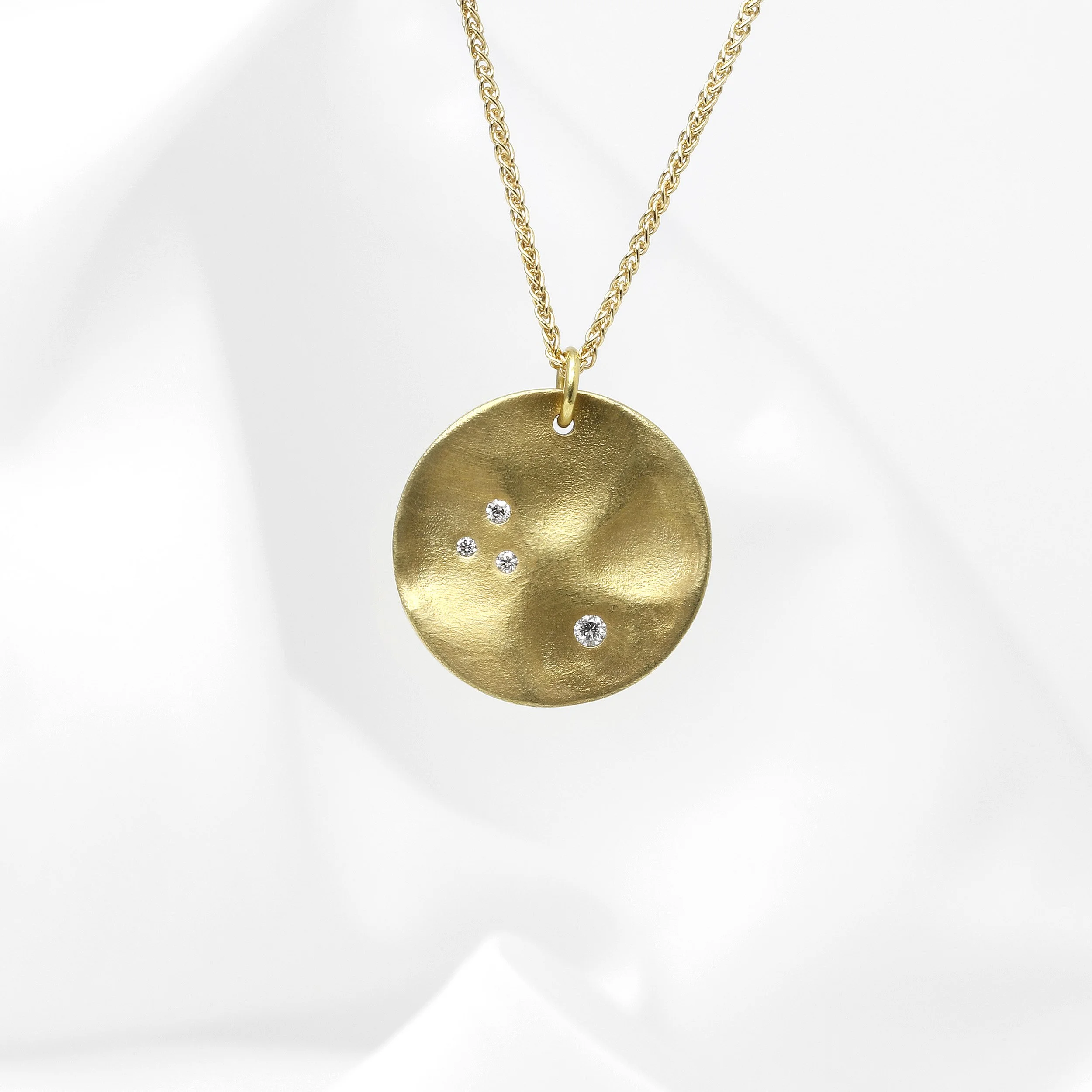 Large Molten Disc Pendant with Diamonds