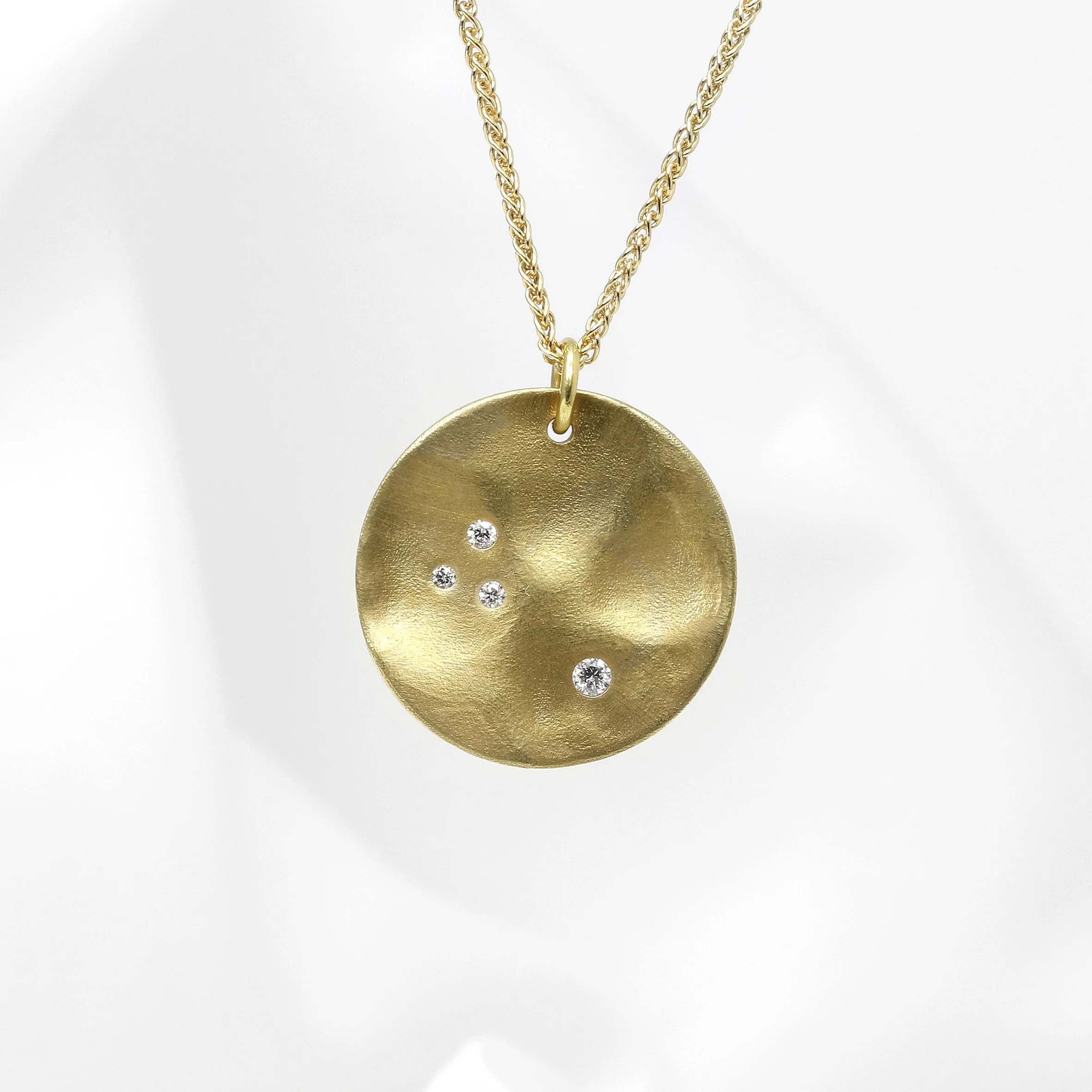 Large Molten Disc Pendant with Diamonds