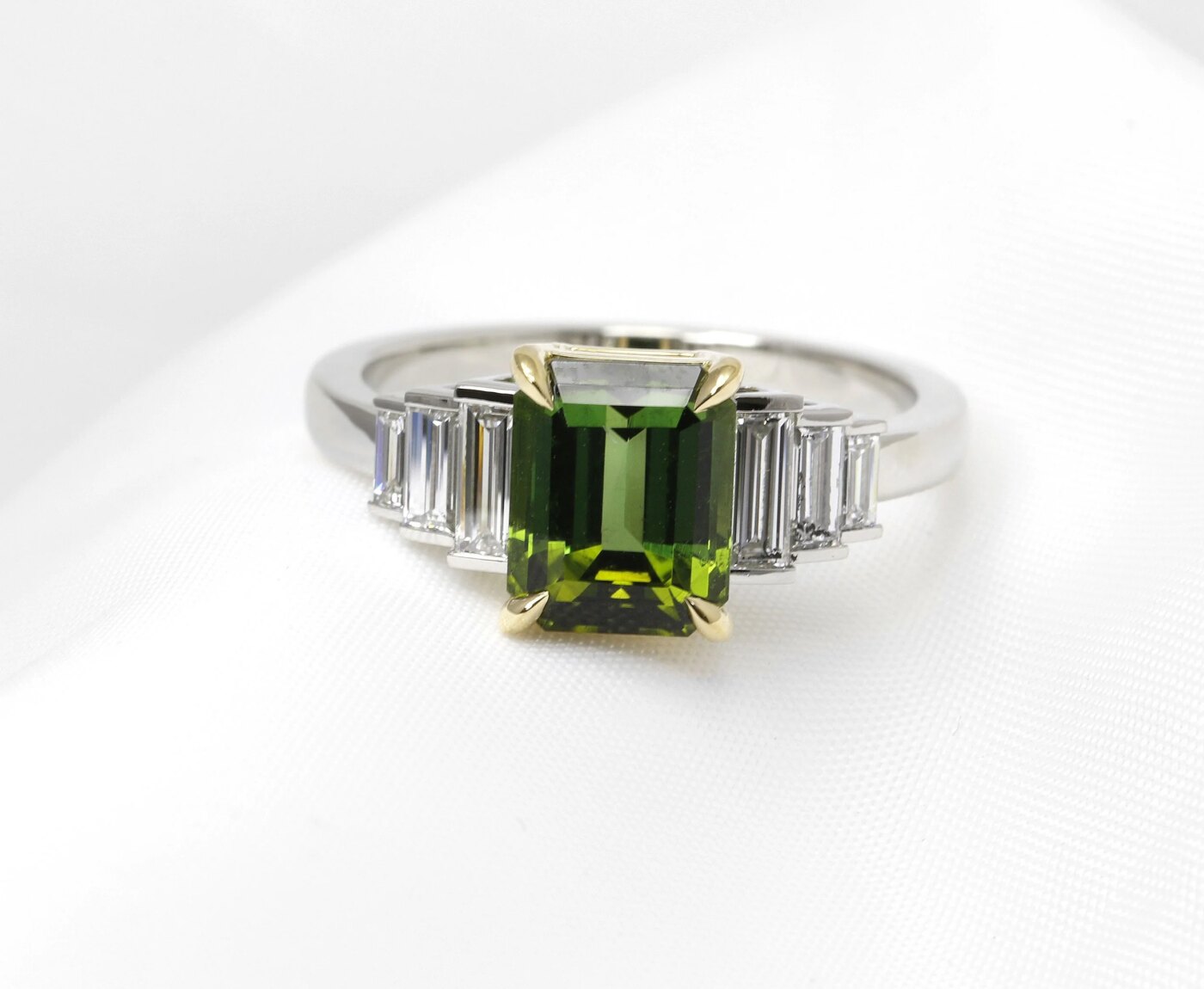 Tourmaline and Diamond Ring in 18ct Yellow Gold and Platinum