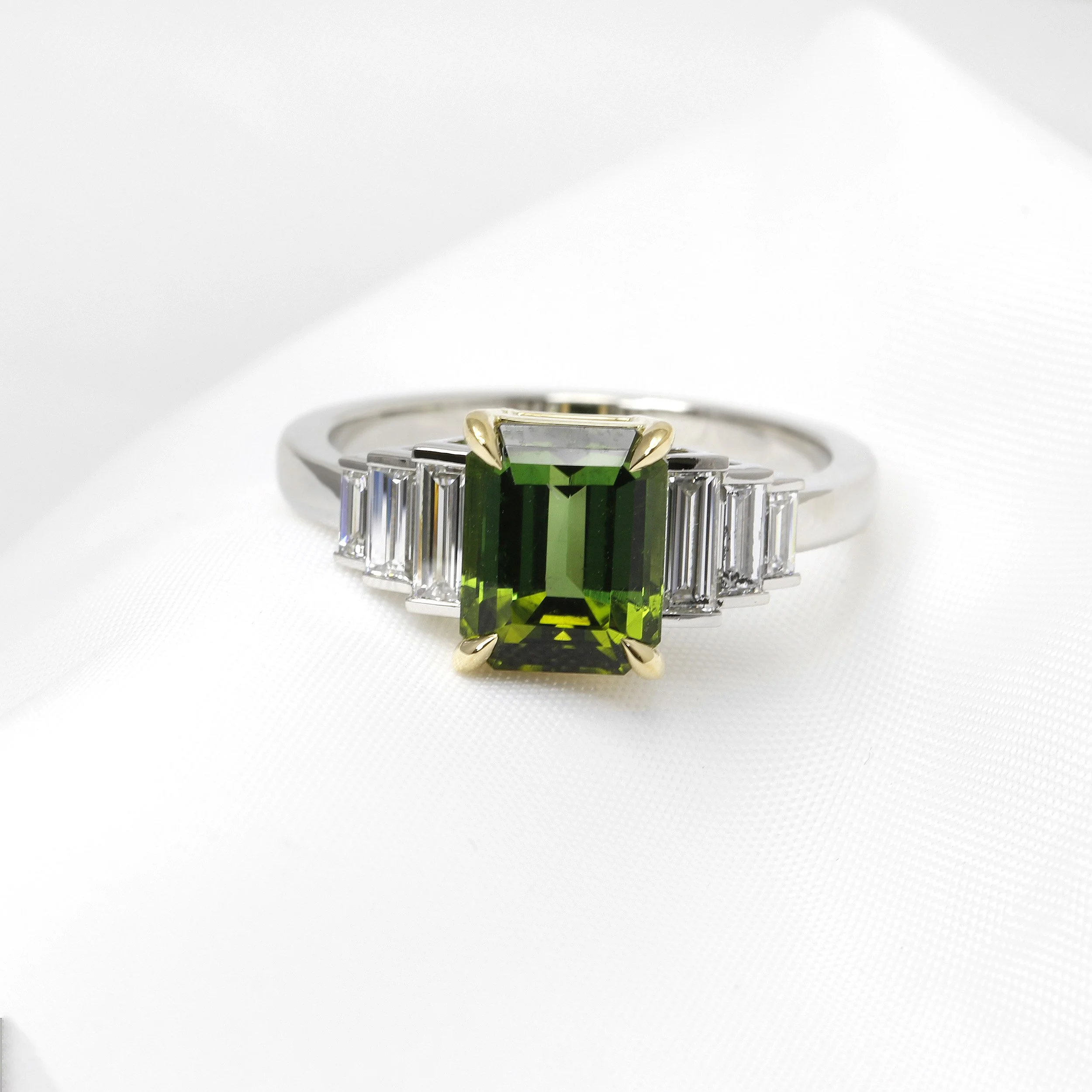 Tourmaline and Diamond Ring in 18ct Yellow Gold and Platinum