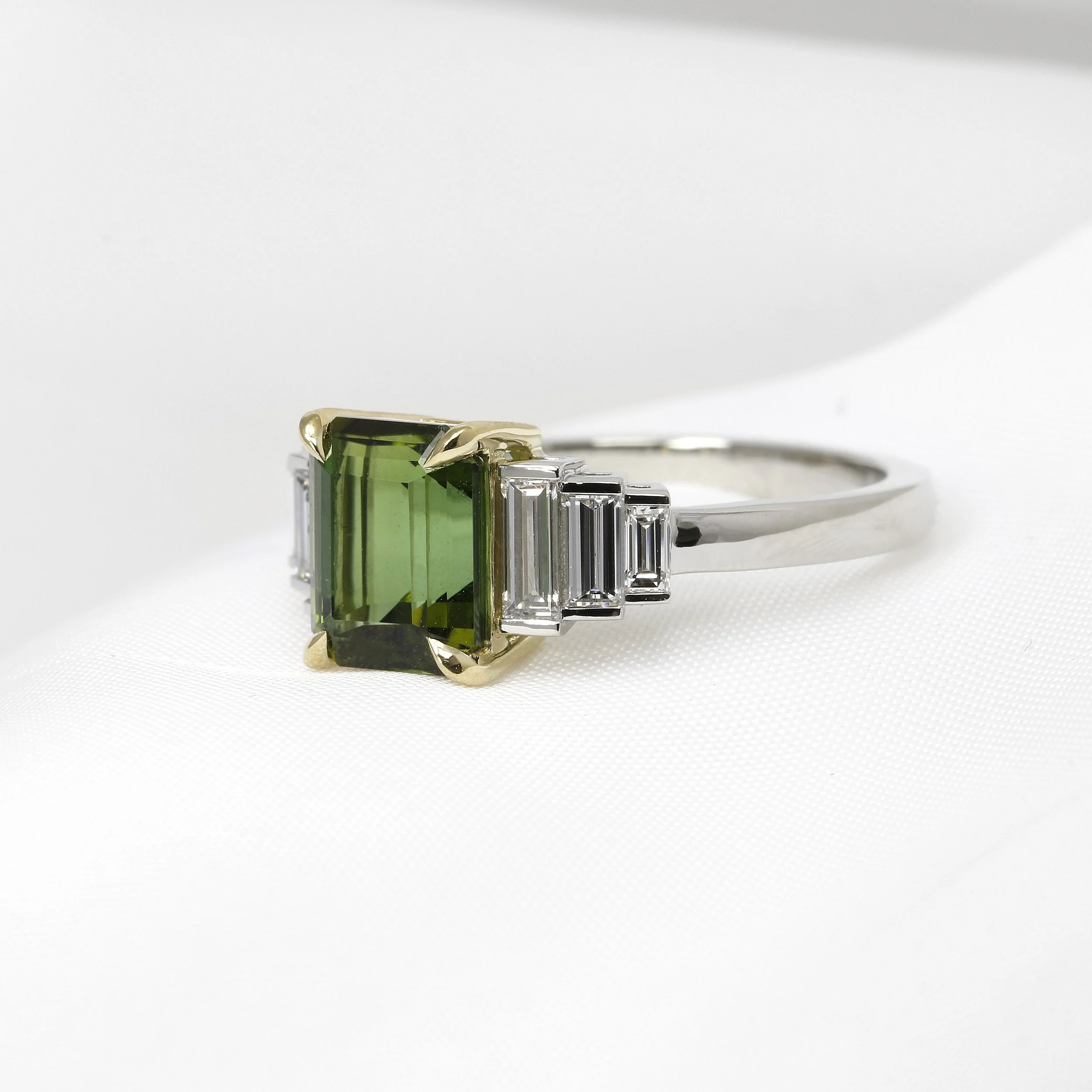 Tourmaline and Diamond Ring in 18ct Yellow Gold and Platinum