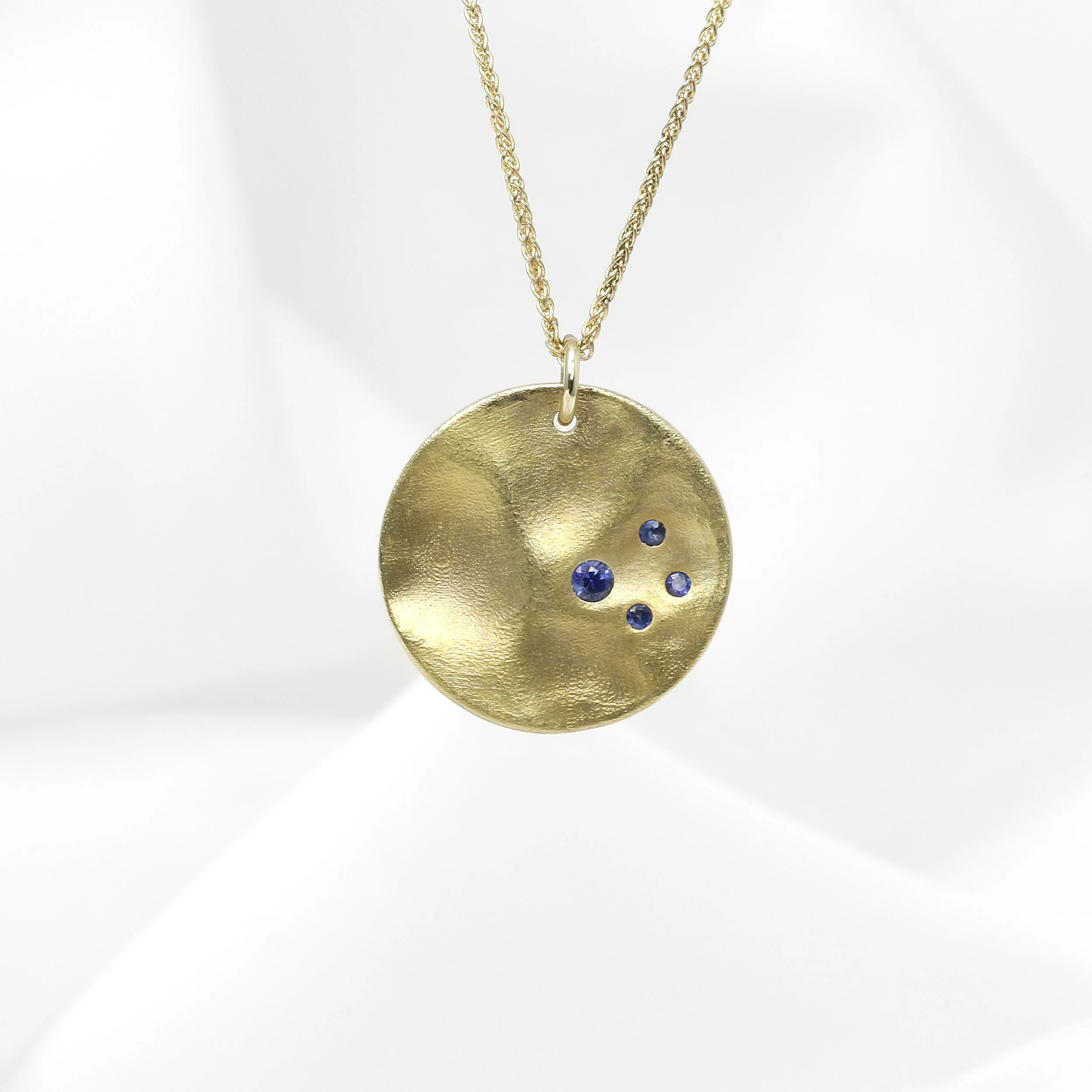 Large Molten Disc Pendant with Sapphires