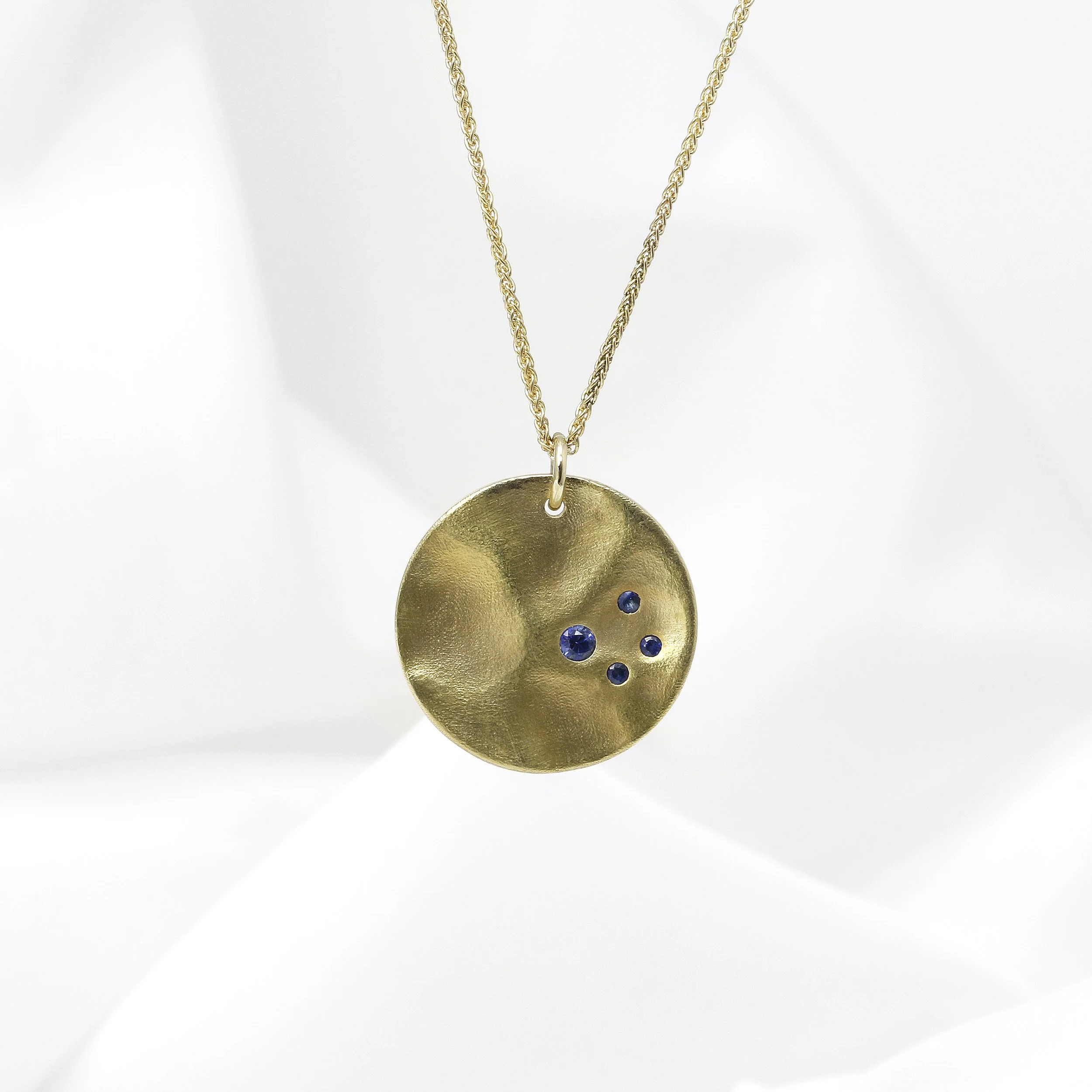 Large Molten Disc Pendant with Sapphires