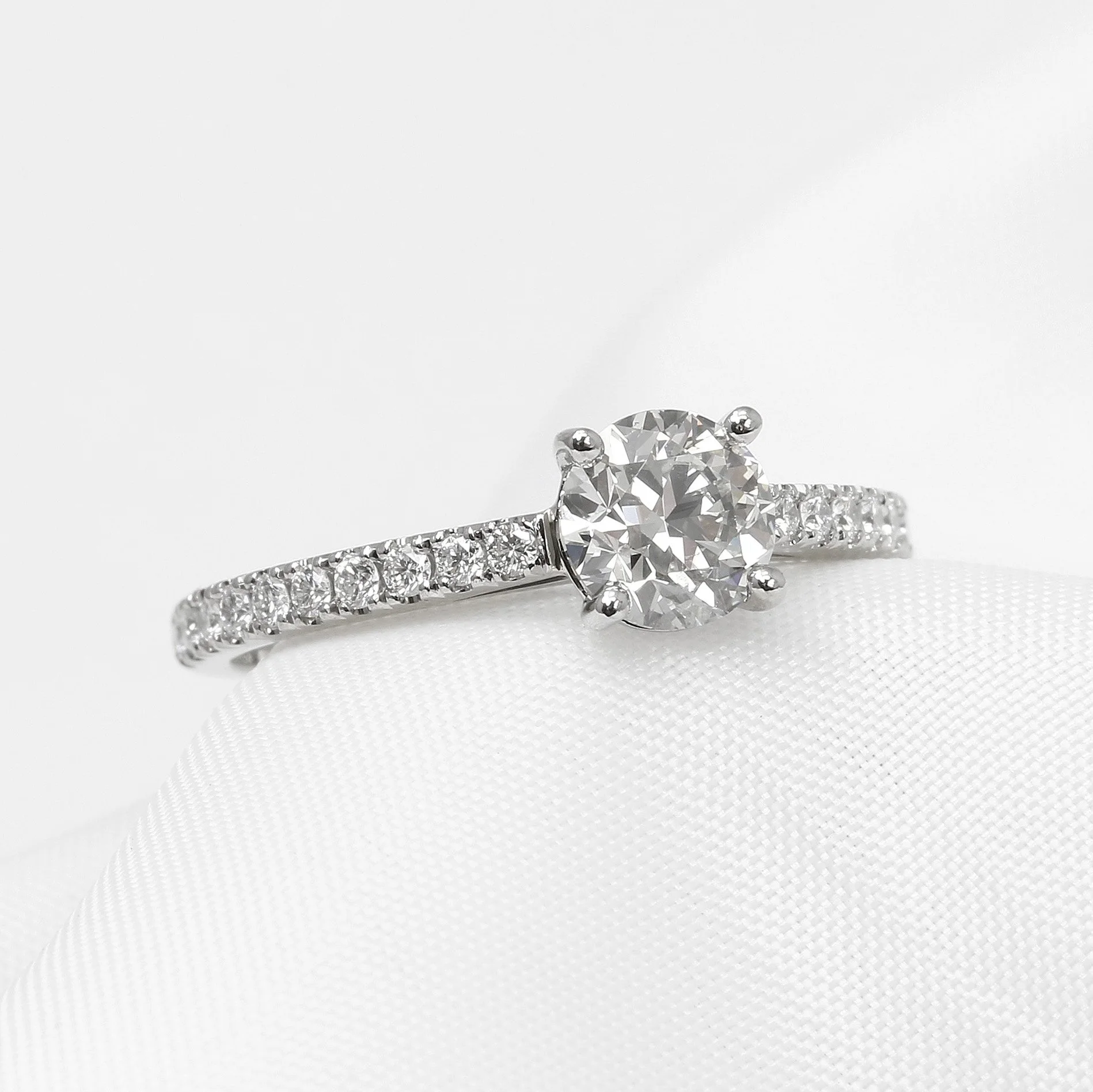 Diamond Solitaire Ring With Shoulders in Platinum