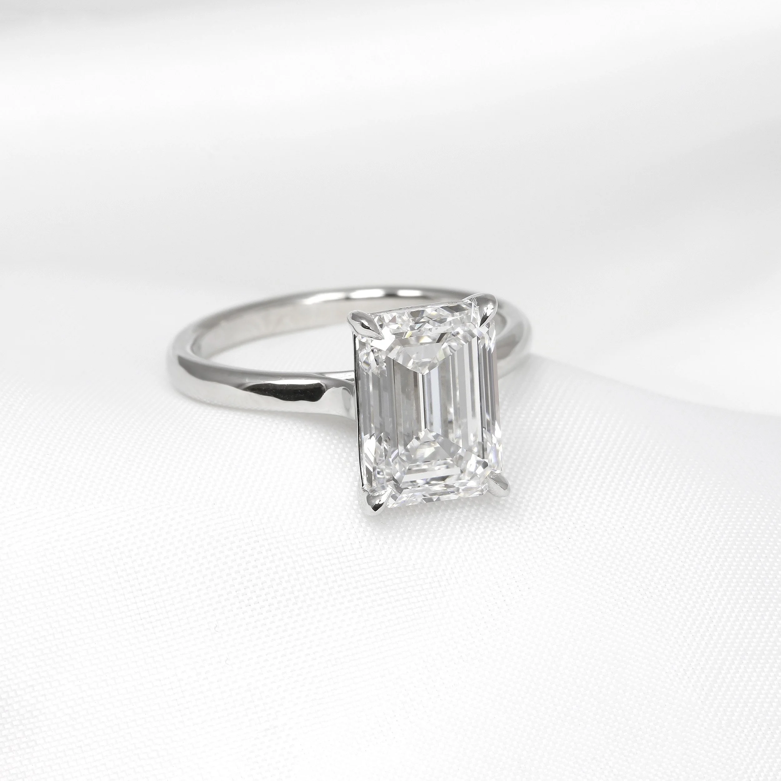 Lab Created 4.00ct Emerald Cut Solitaire Diamond Ring
