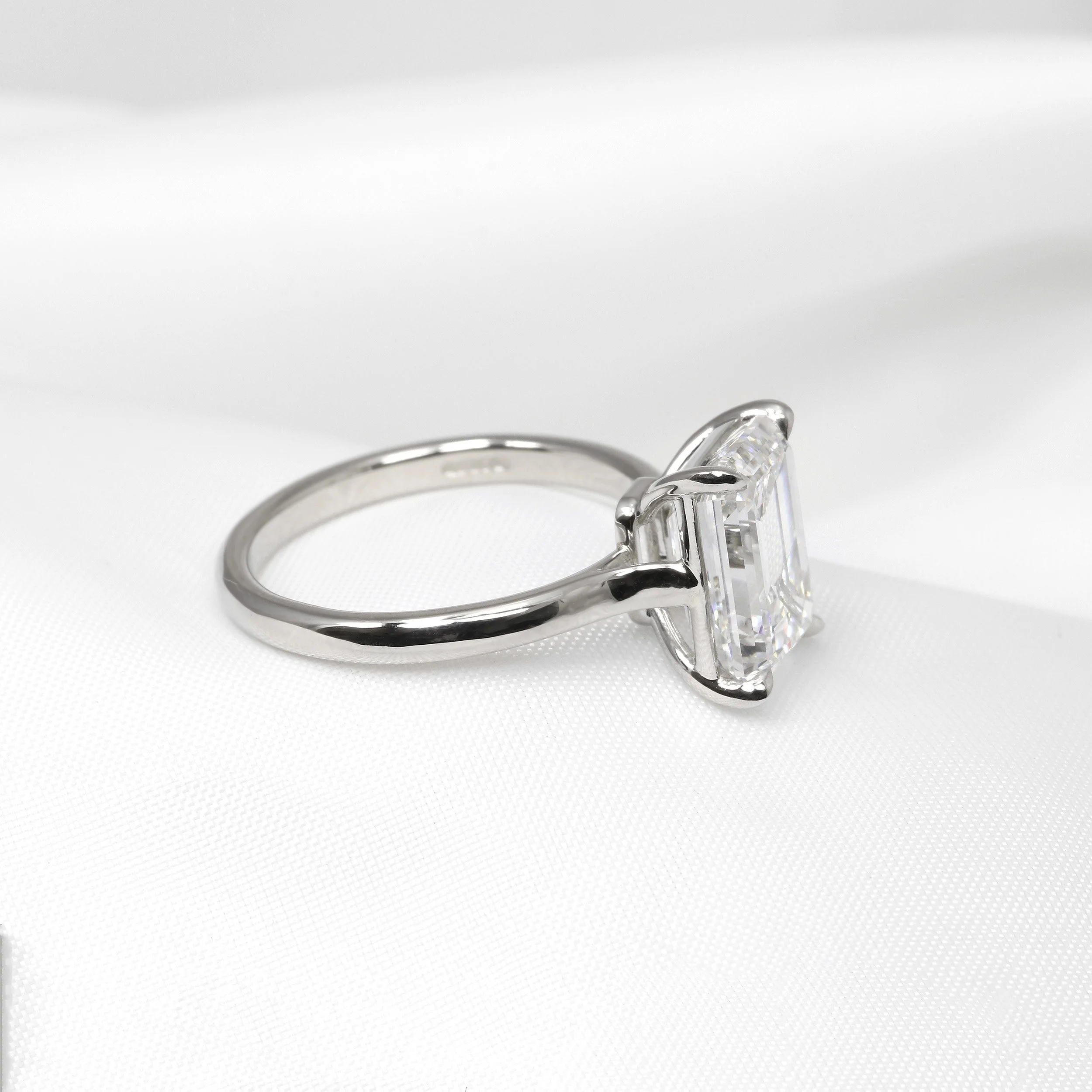 Lab Created 4.00ct Emerald Cut Solitaire Diamond Ring