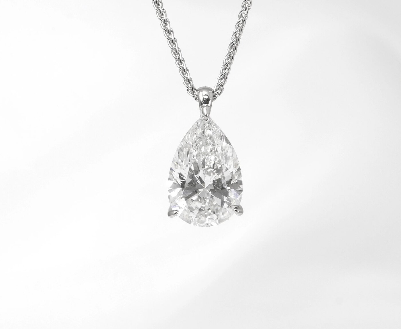 4.00ct Lab Created Pear Shaped Diamond Pendant