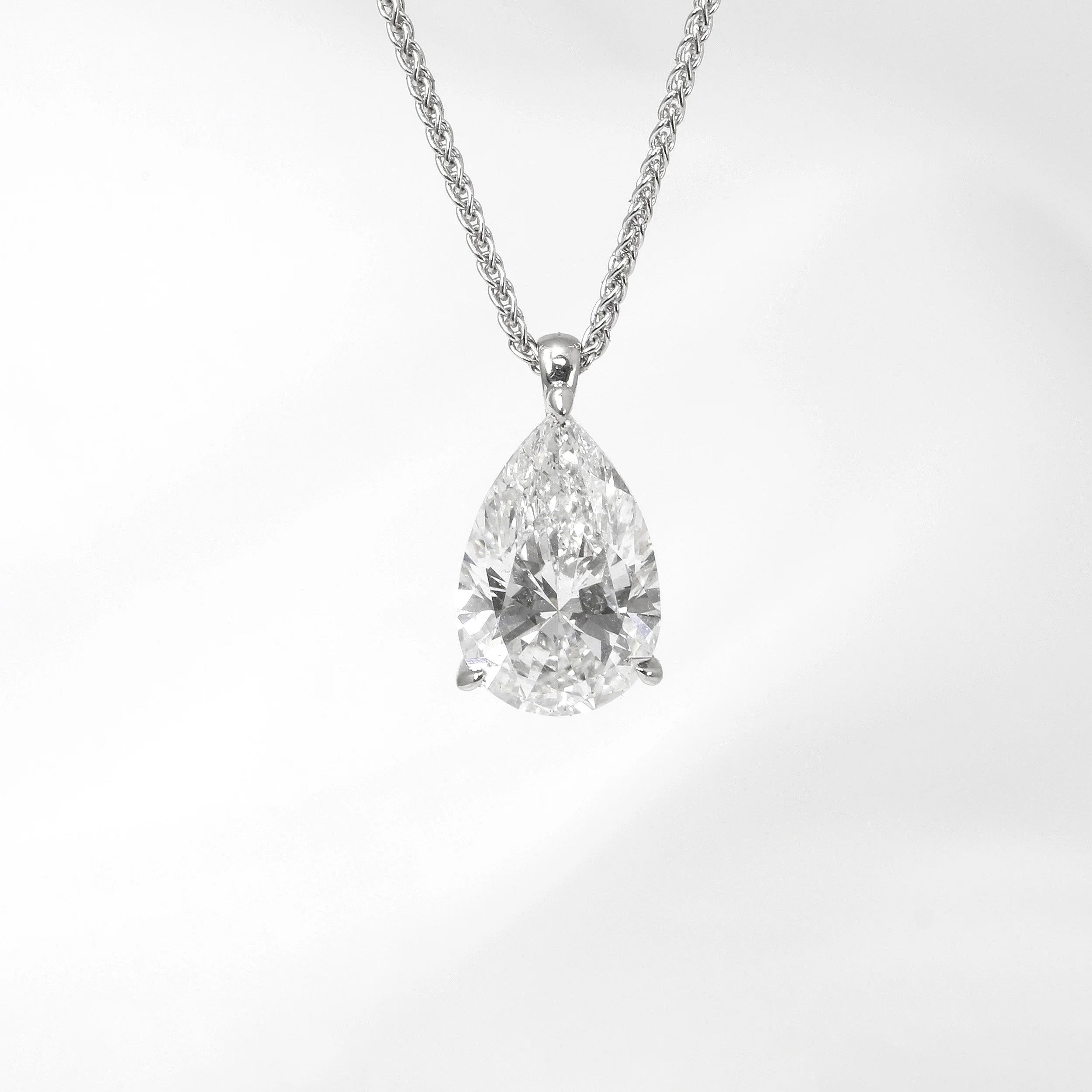 4.00ct Lab Created Pear Shaped Diamond Pendant