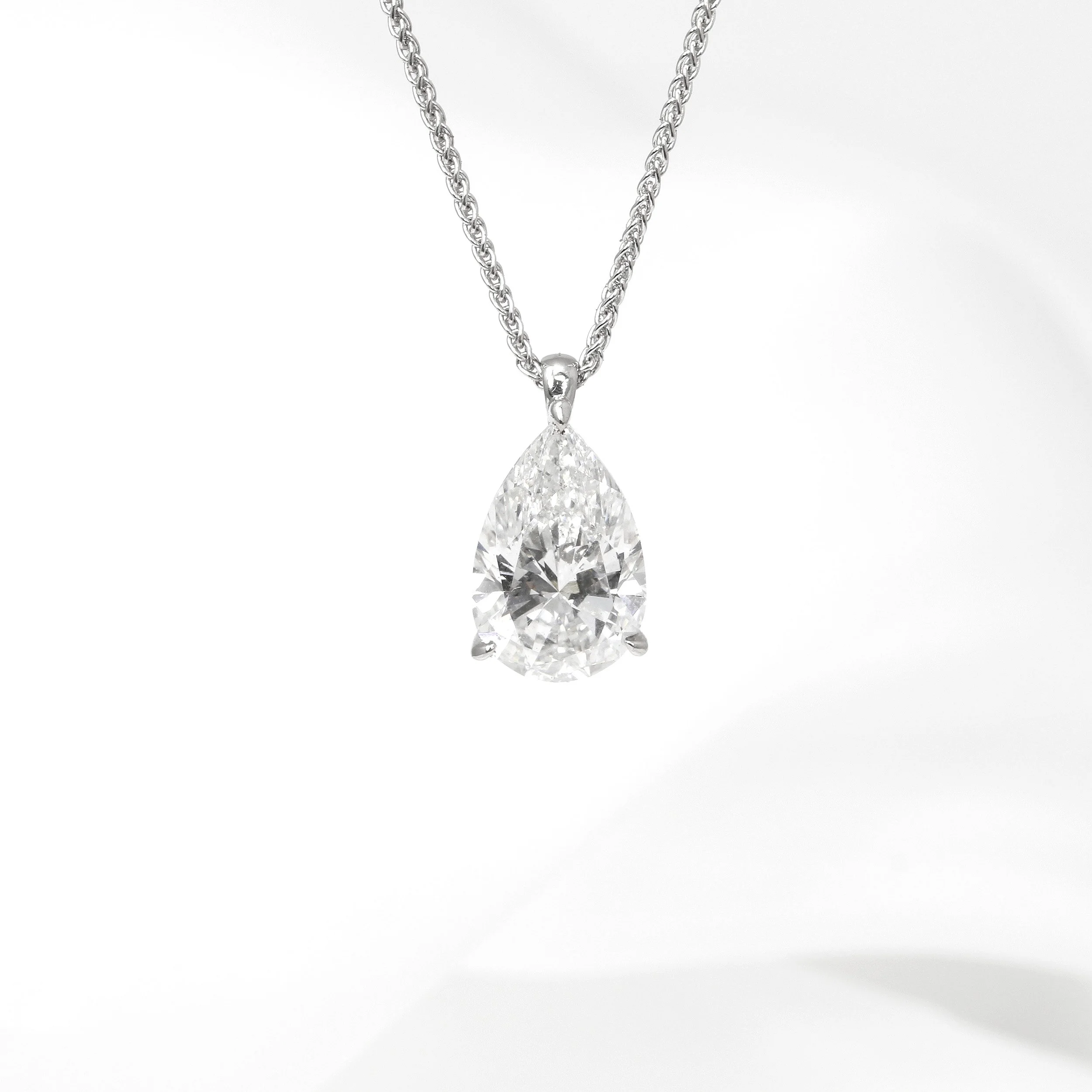 4.00ct Lab Created Pear Shaped Diamond Pendant