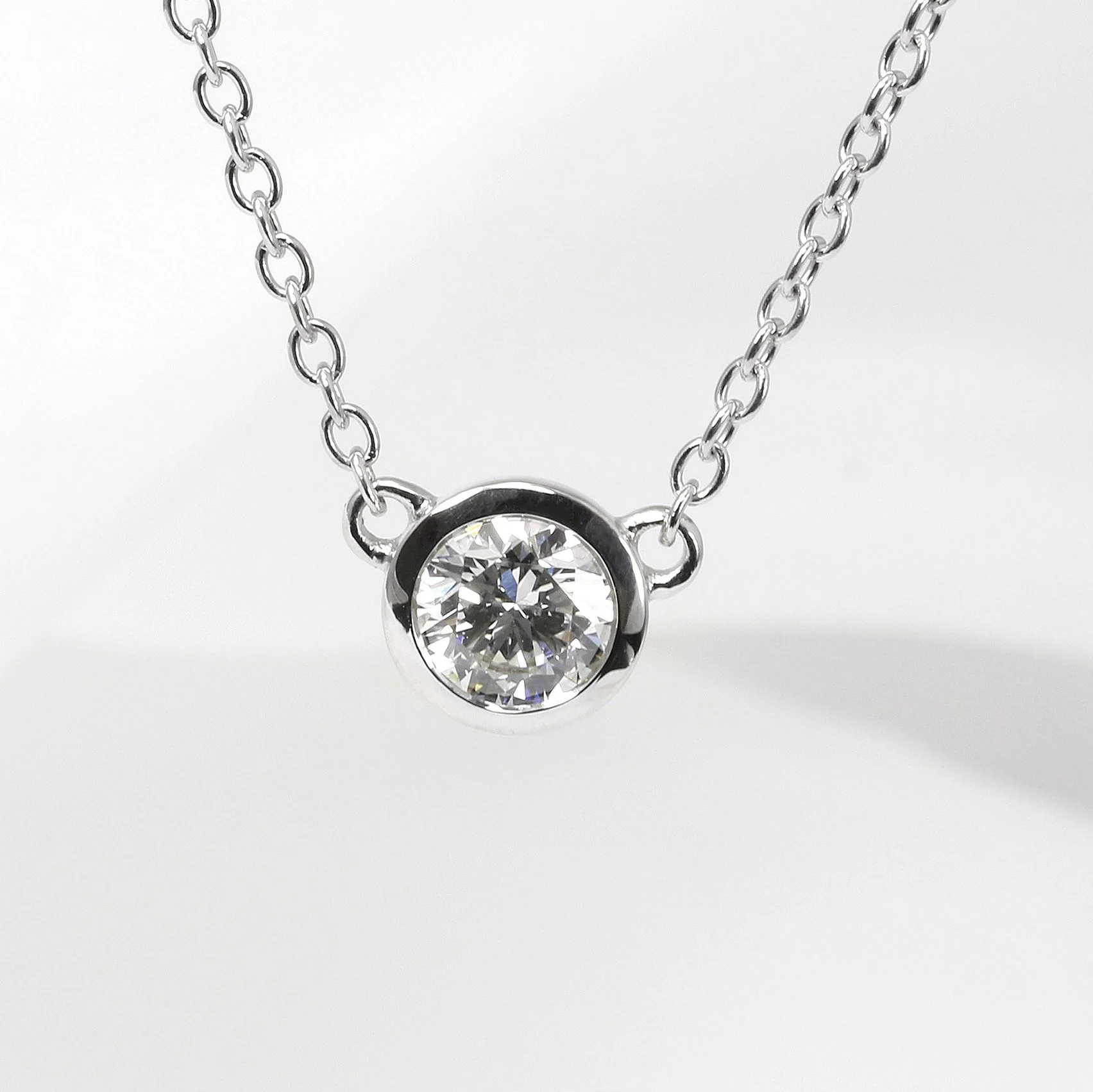 Diamond Solitaire Pendant in 9ct White Gold