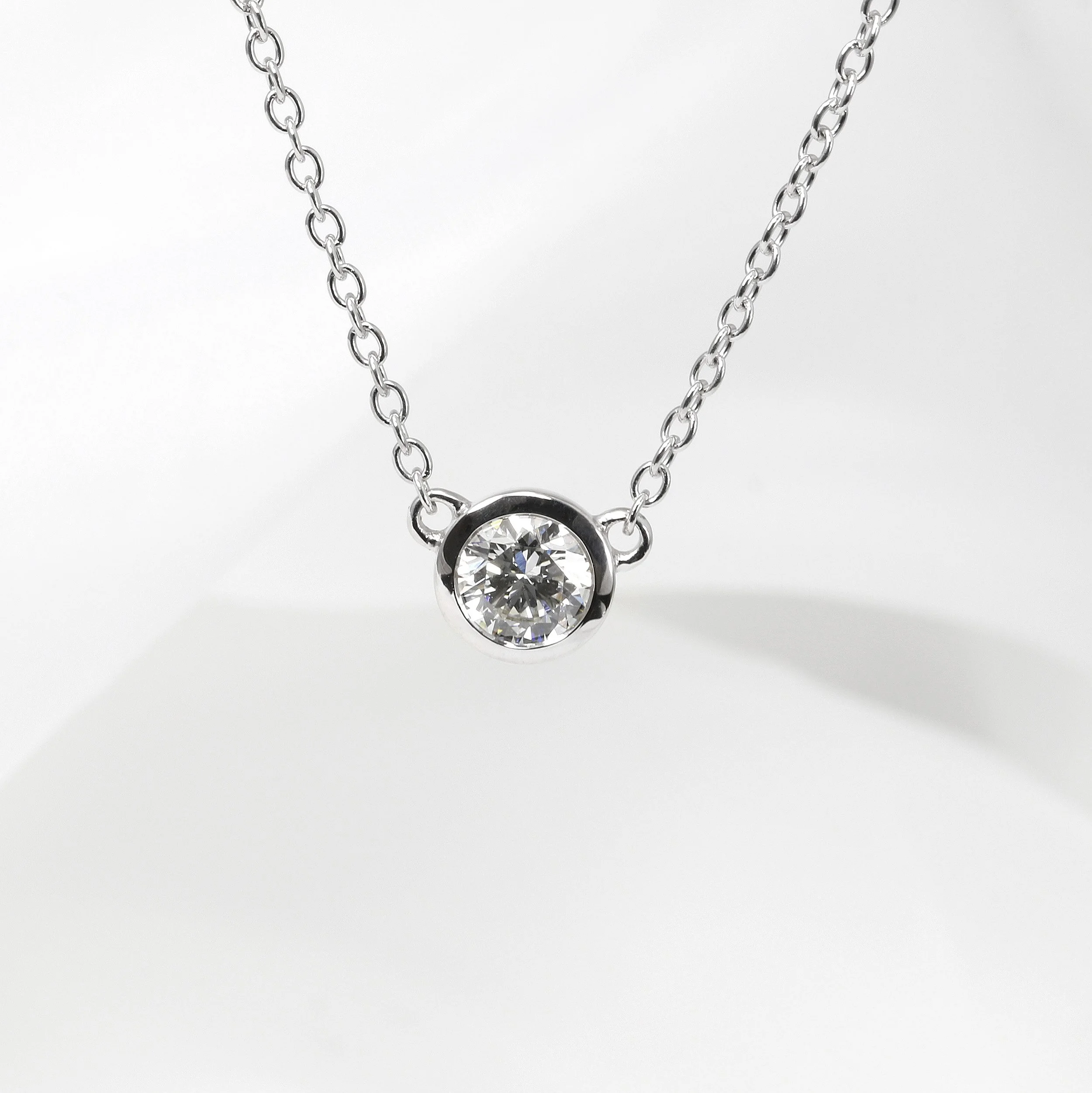 Diamond Solitaire Pendant in 9ct White Gold