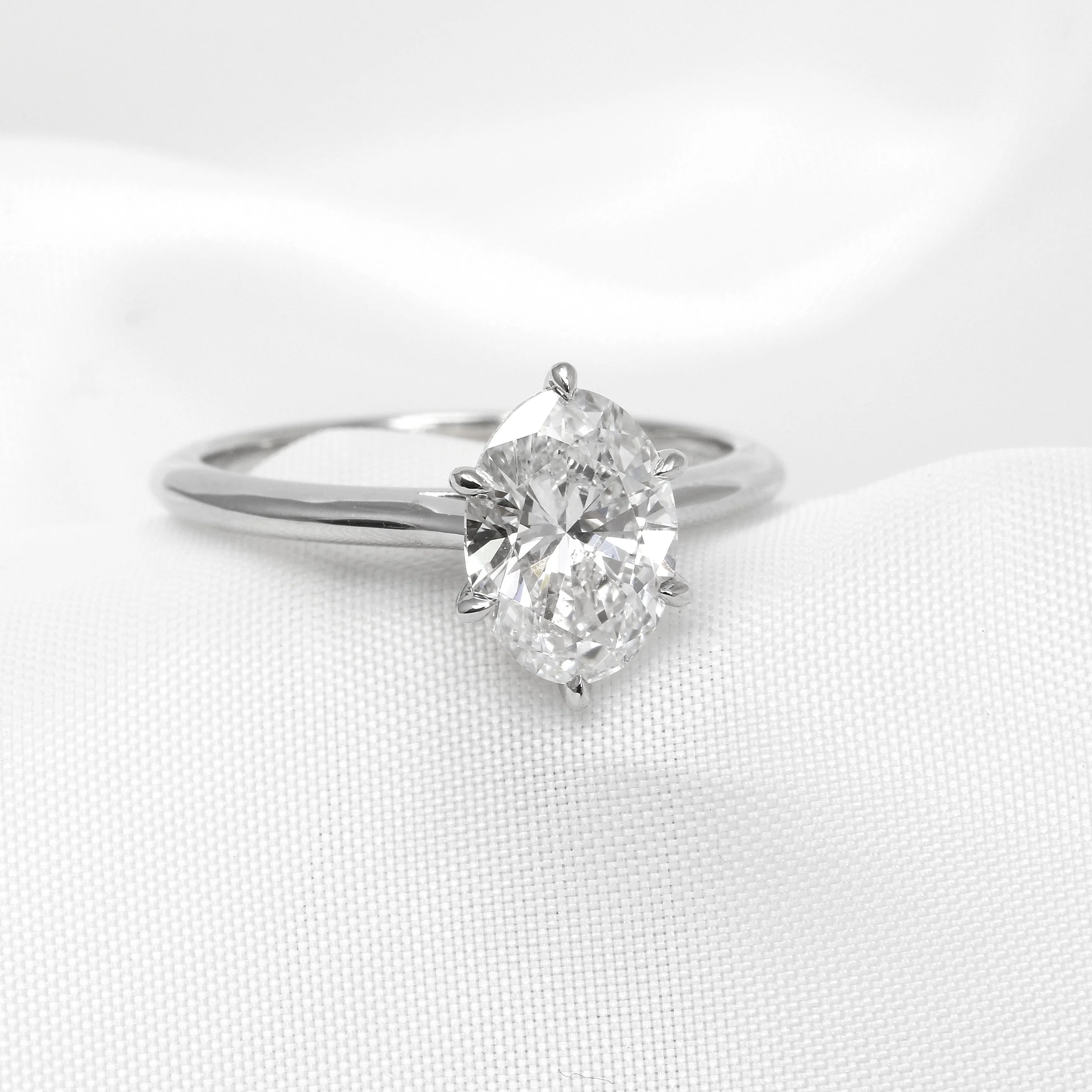 Oval Solitaire Diamond Ring in Platinum