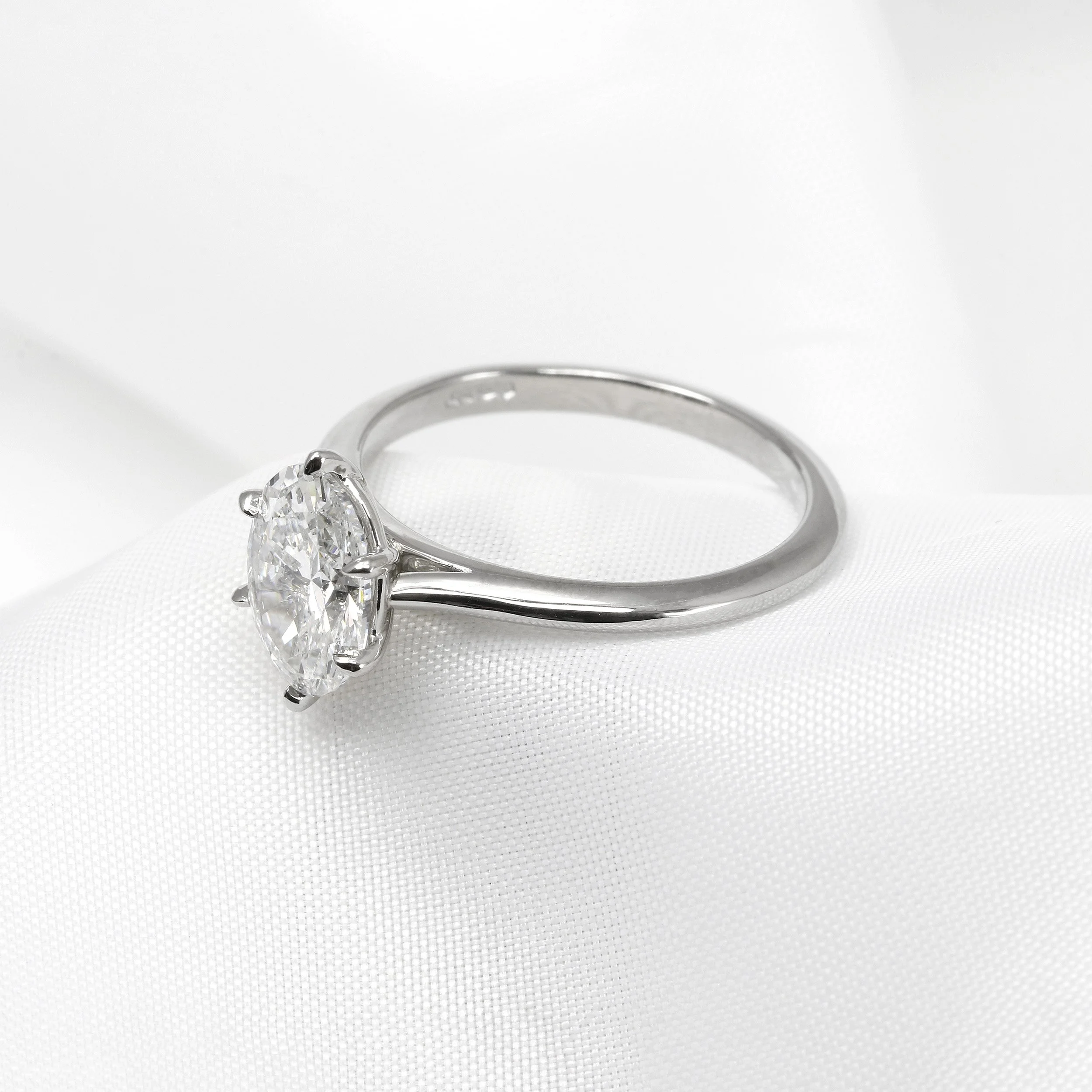 Oval Solitaire Diamond Ring in Platinum