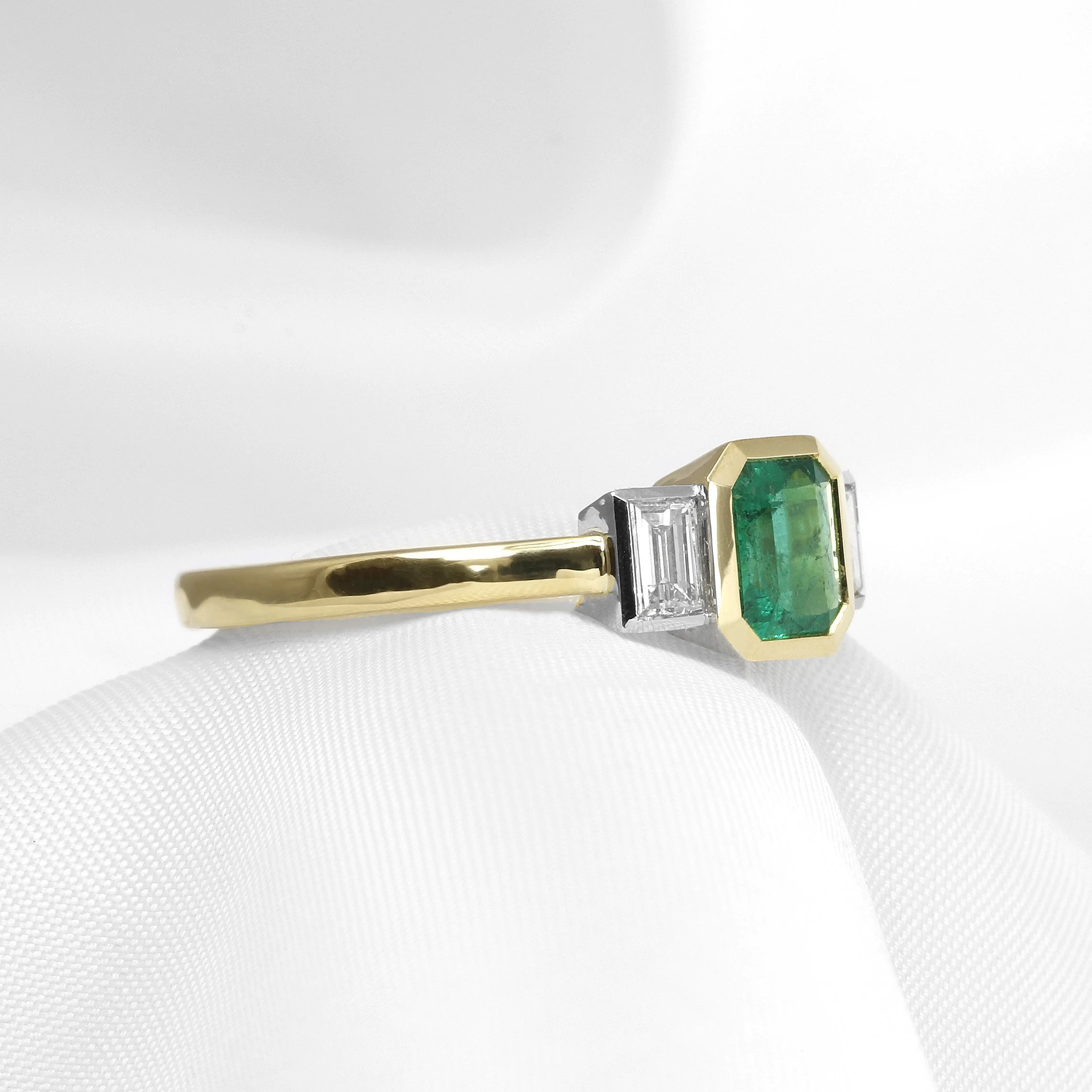 Emerald and Diamond Ring in Platinum and 18ct Yellow Gold