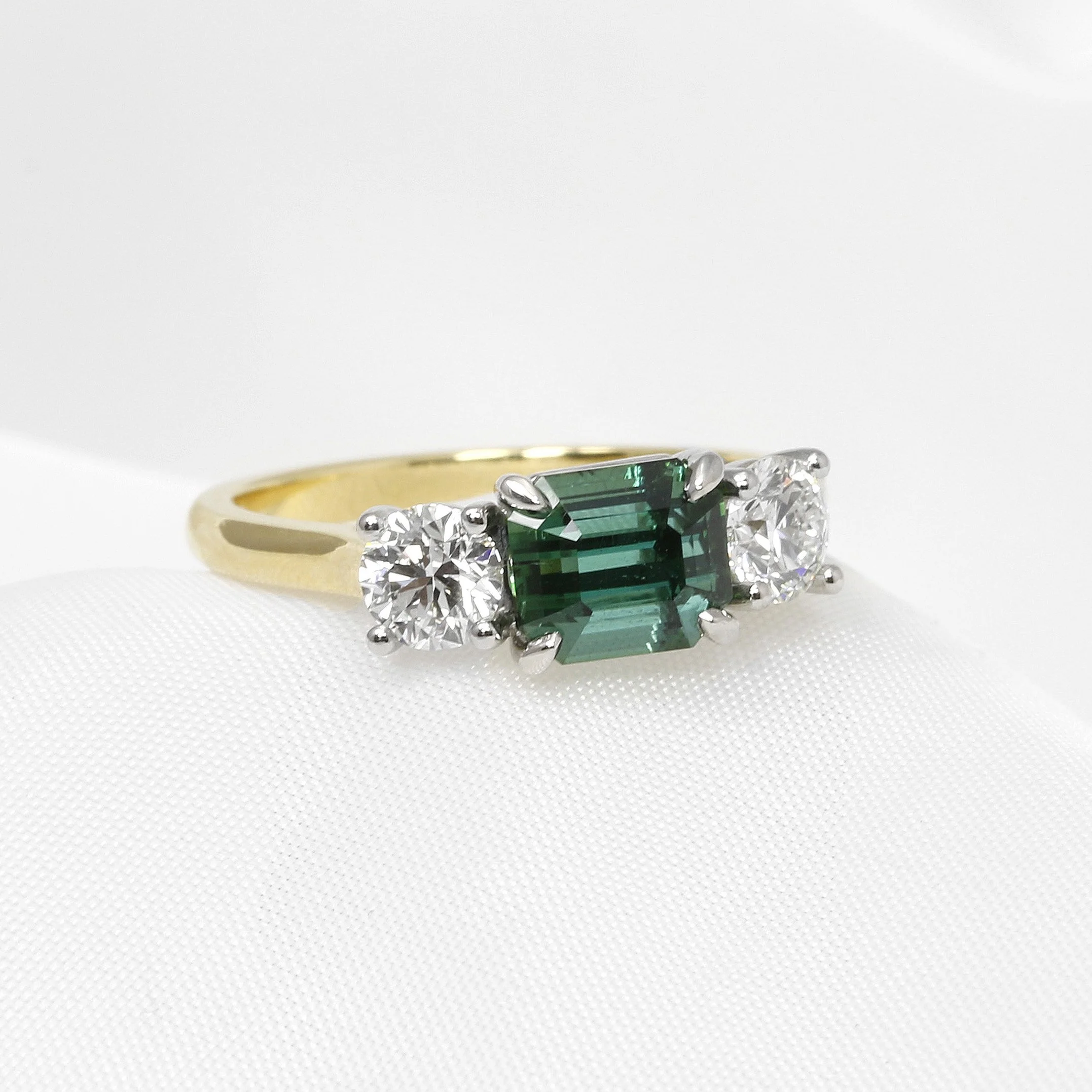 Tourmaline and Diamond Ring in Platinum and 18ct Yellow Gold