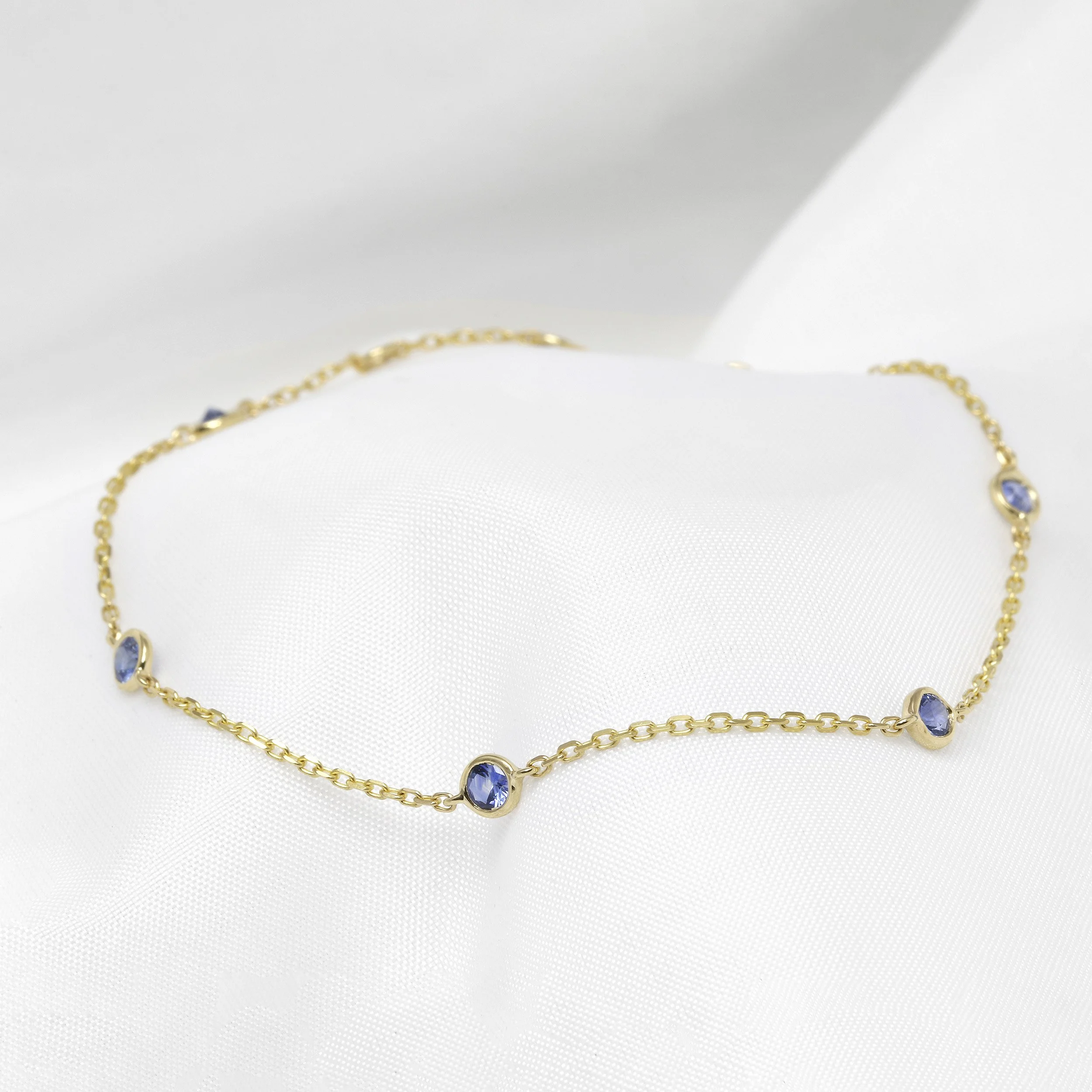 Sapphire Station Bracelet in Yellow Gold