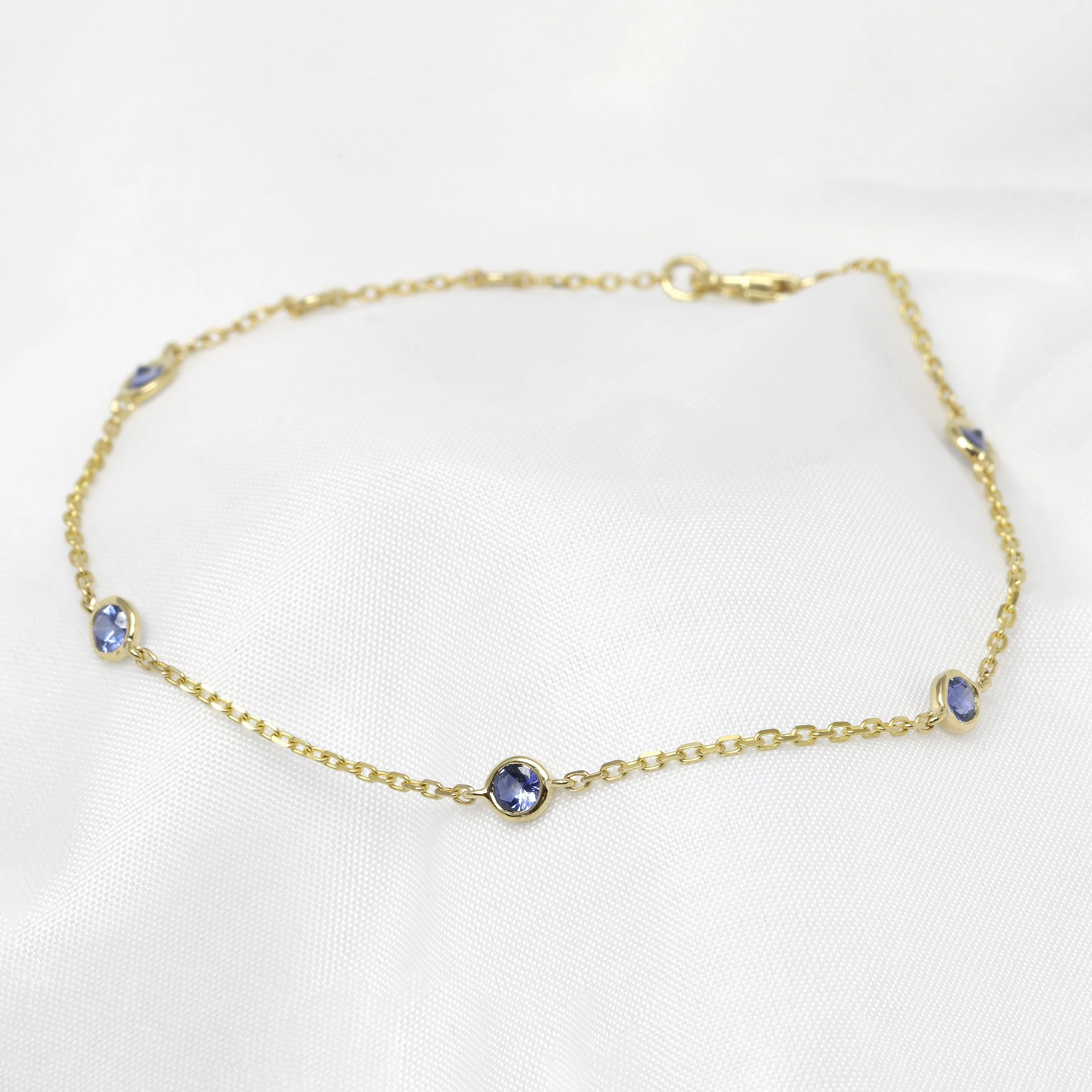 Sapphire Station Bracelet in Yellow Gold