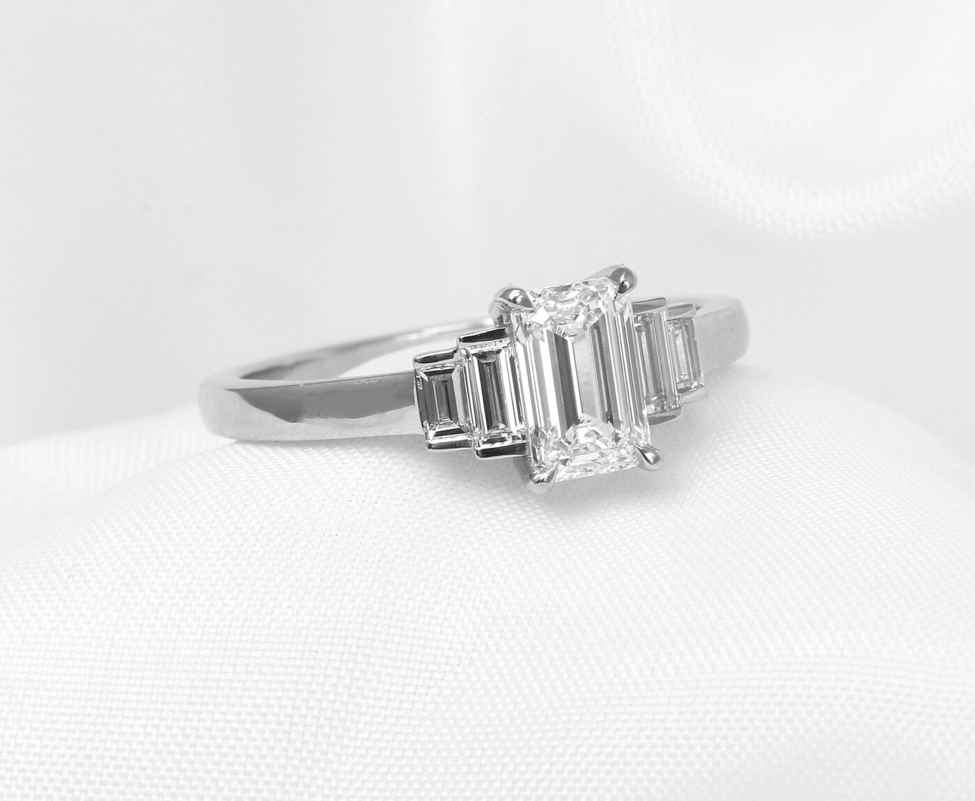 Lab Created Emerald Cut Diamond Ring in Platinum