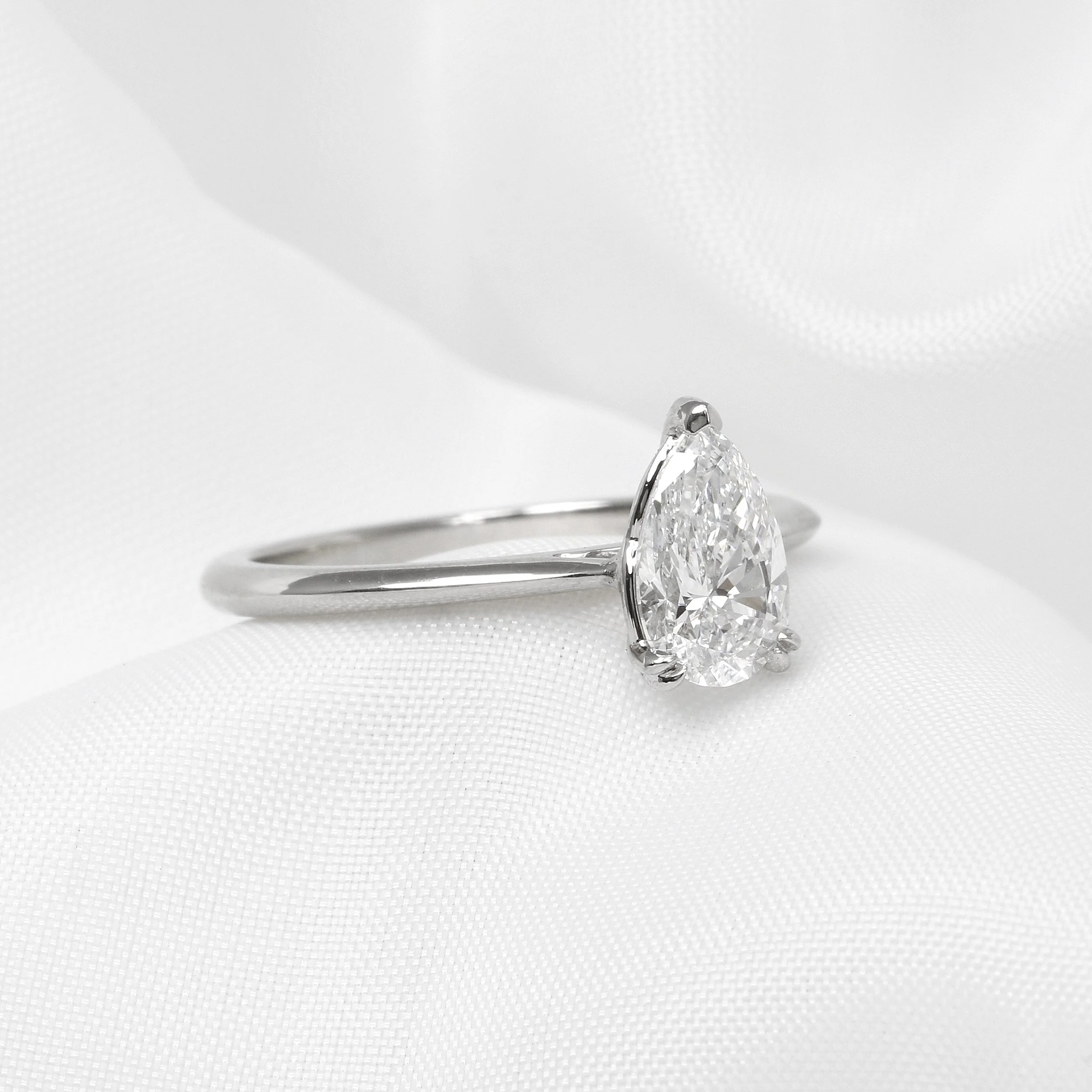 1.00ct Lab Created Pear Shaped Solitaire Ring in Platinum
