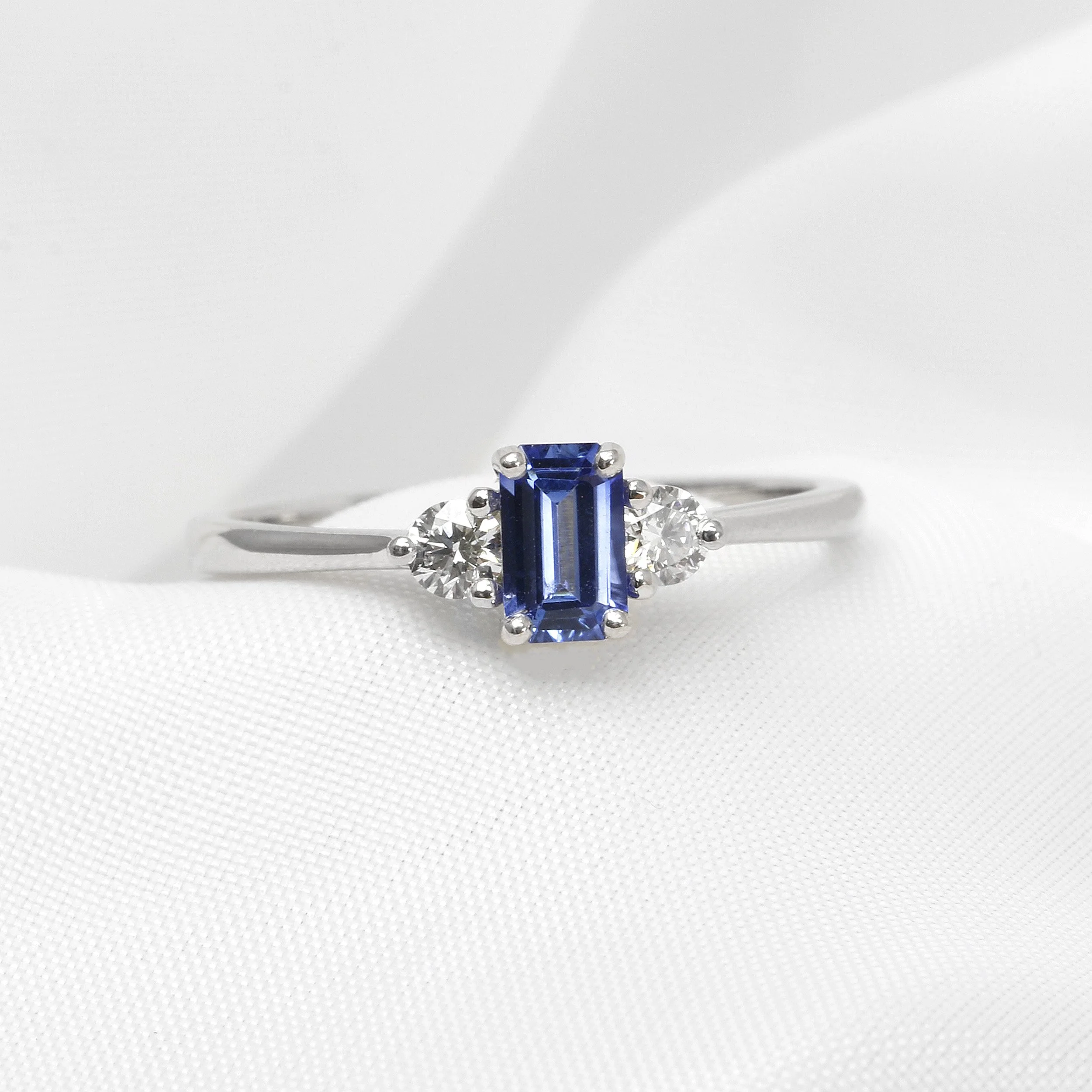 Sapphire and Diamond Ring in White Gold