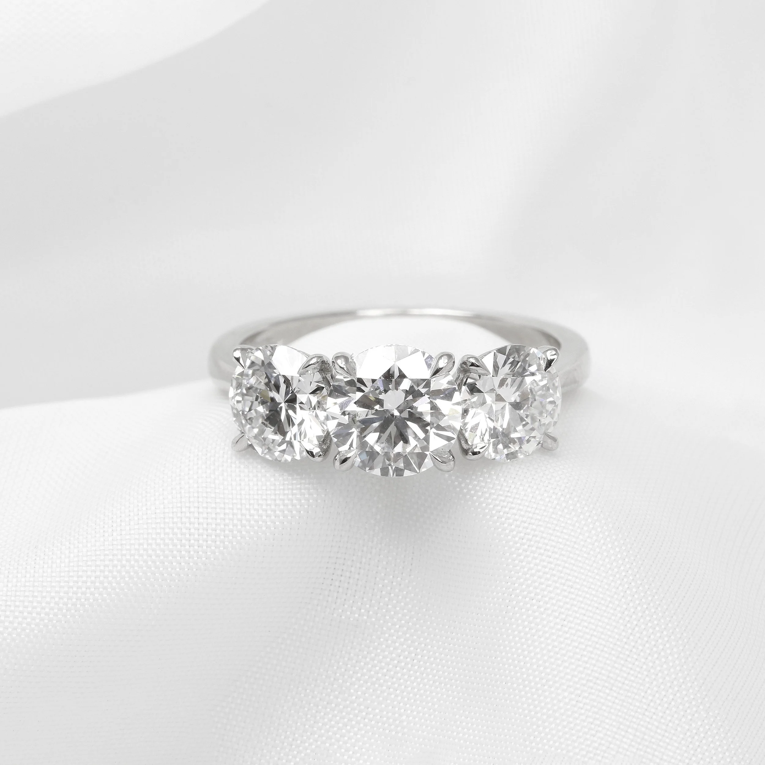 Lab Created Three Stone Diamond Ring in Platinum