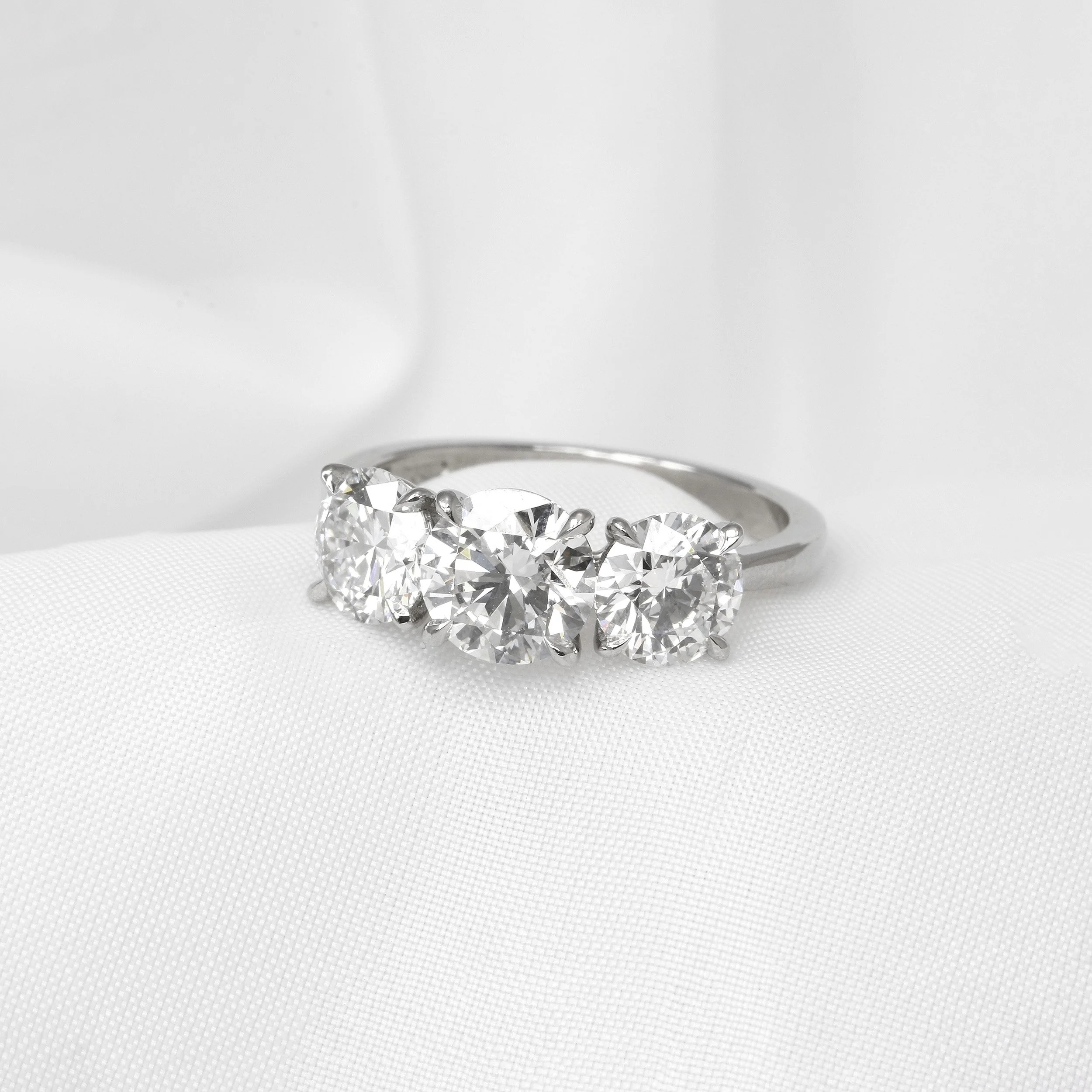 Lab Created Three Stone Diamond Ring in Platinum
