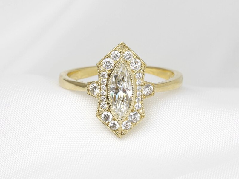 Marquise Diamond Cluster Ring in 18ct Yellow Gold