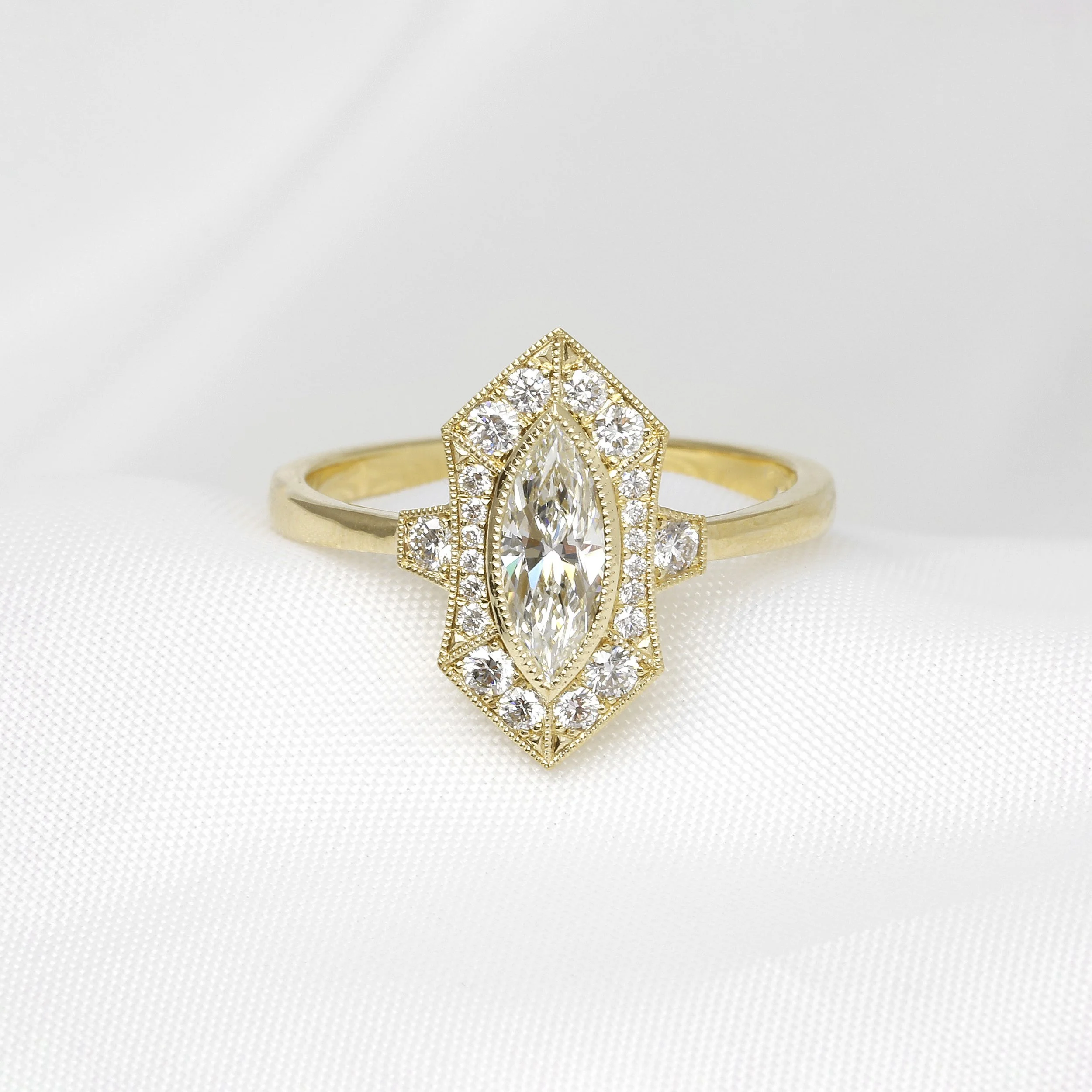 Marquise Diamond Cluster Ring in 18ct Yellow Gold